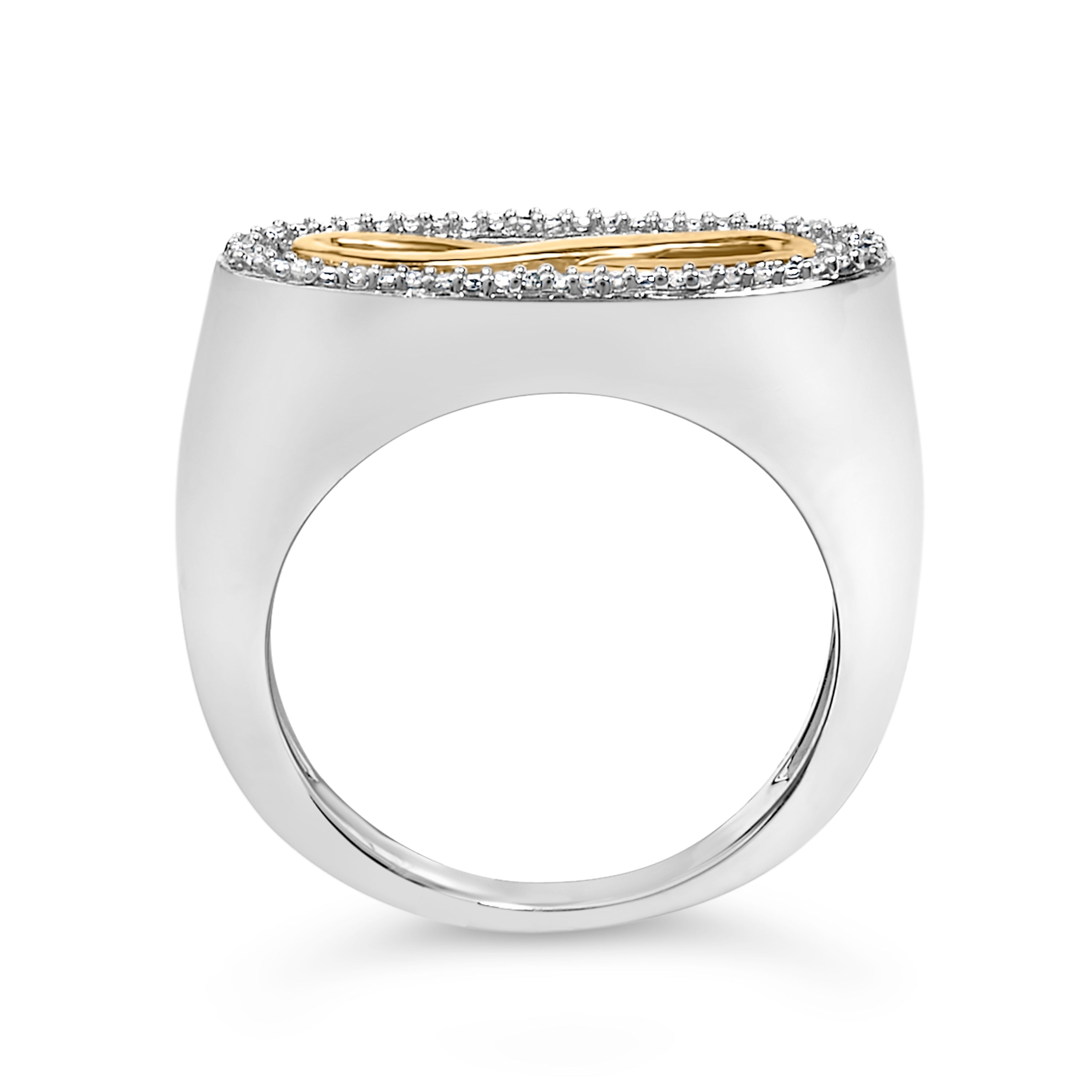 14K Yellow Gold Plated Sterling Silver Diamond Accent Infinity Ring DestGlow