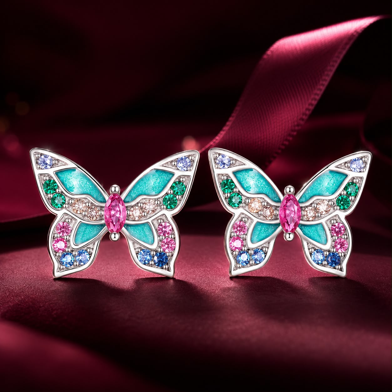 925 Sterling Silver Earrings with Enamel and CZ for Women DestGlow