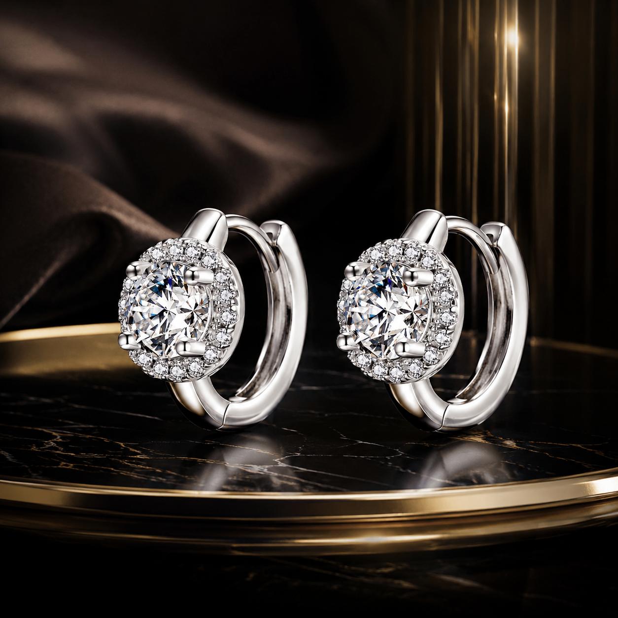 925 Sterling Silver White Gold Plated CZ Earrings for Women DestGlow