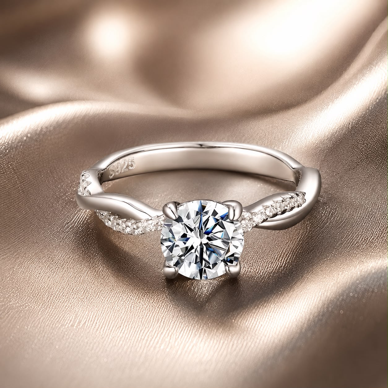 925 Sterling Silver Moissanite 0.65 Carat Ring Size 6 for Women DestGlow