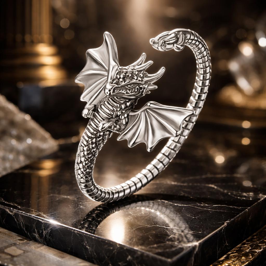 925 Sterling Silver Oxidized Dragon Ring DestGlow