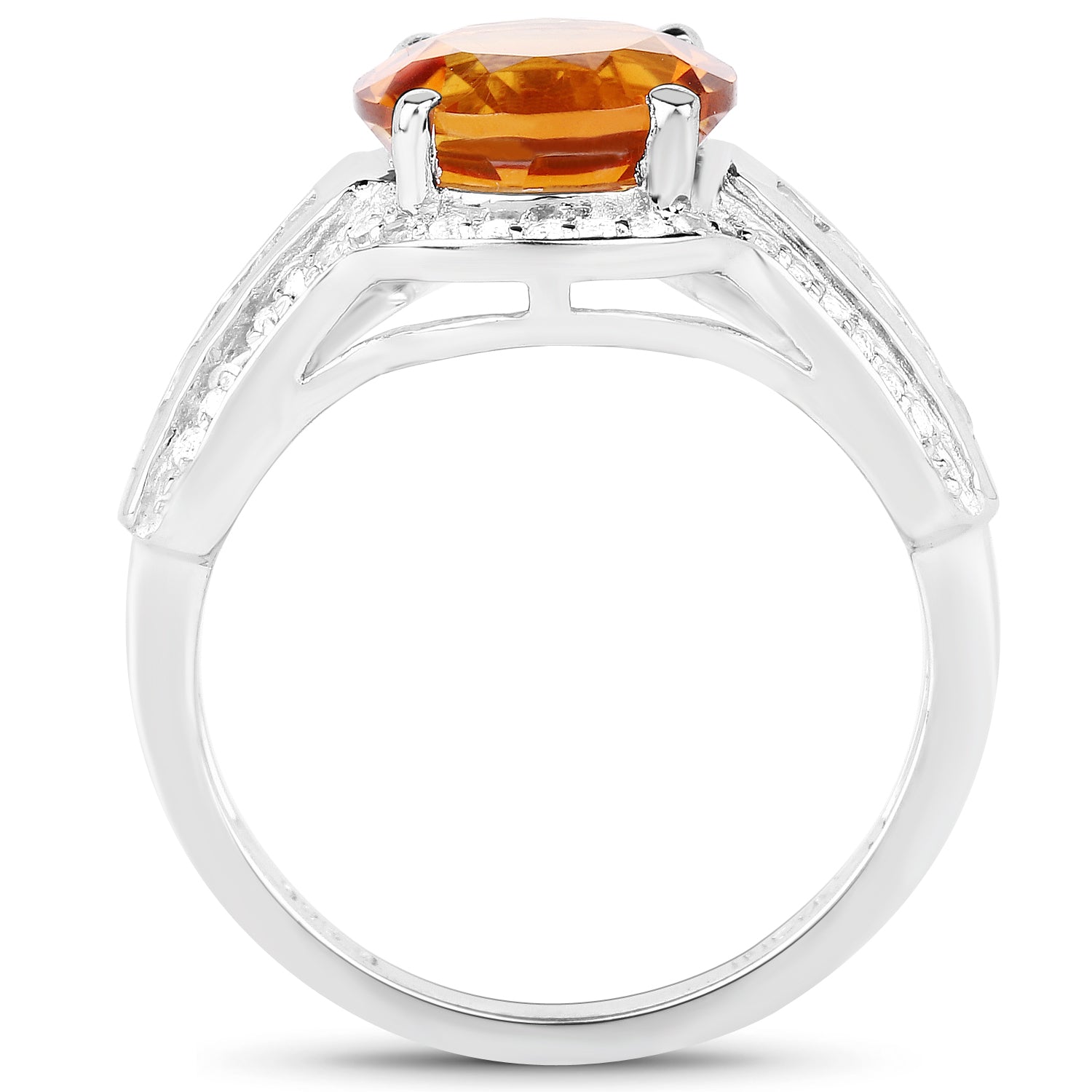 2.81 Carat Genuine Citrine and White Topaz .925 Sterling Silver Ring by Bids.com