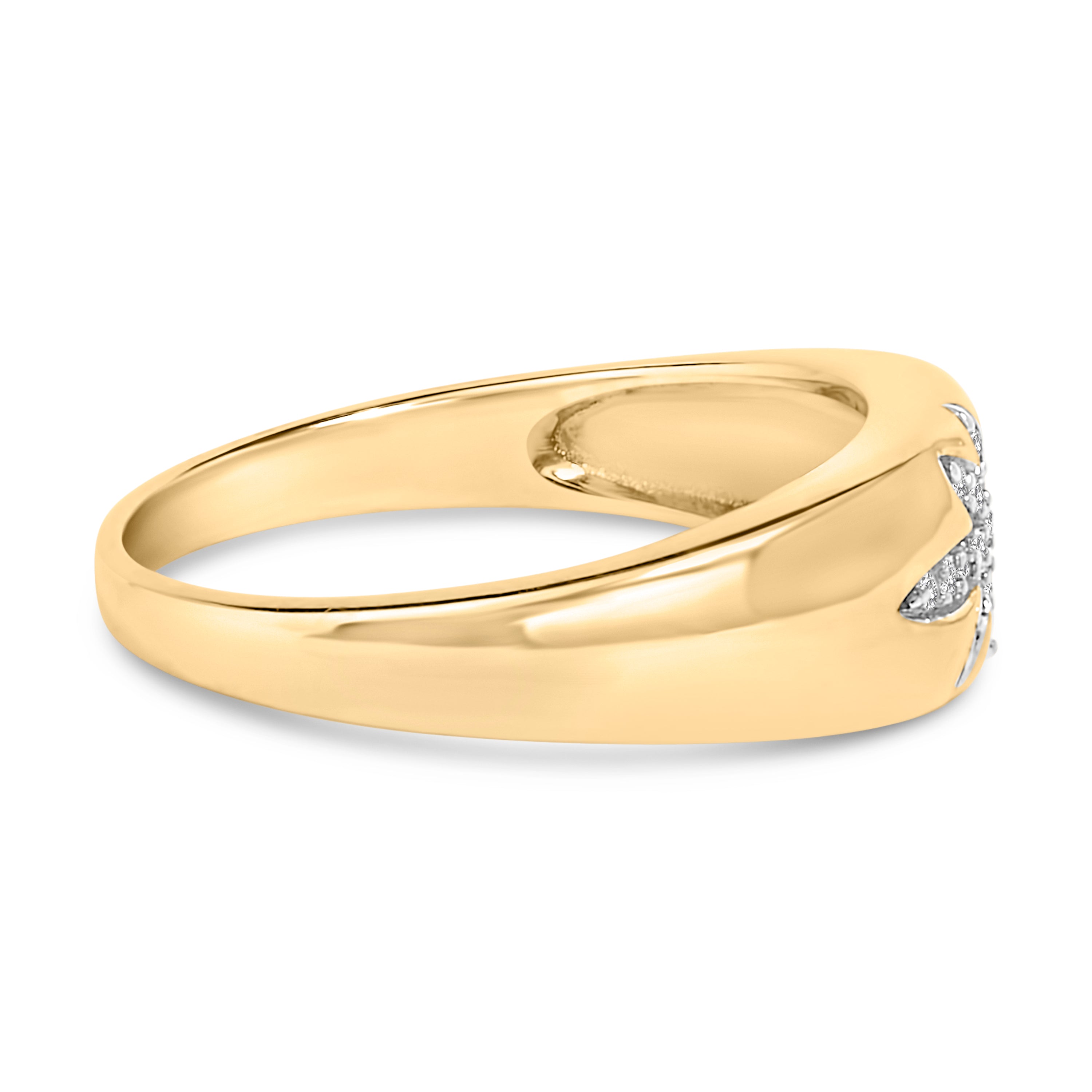18K Yellow Gold 1/10 Cttw Diamond Star Burst Inlay Ring DestGlow