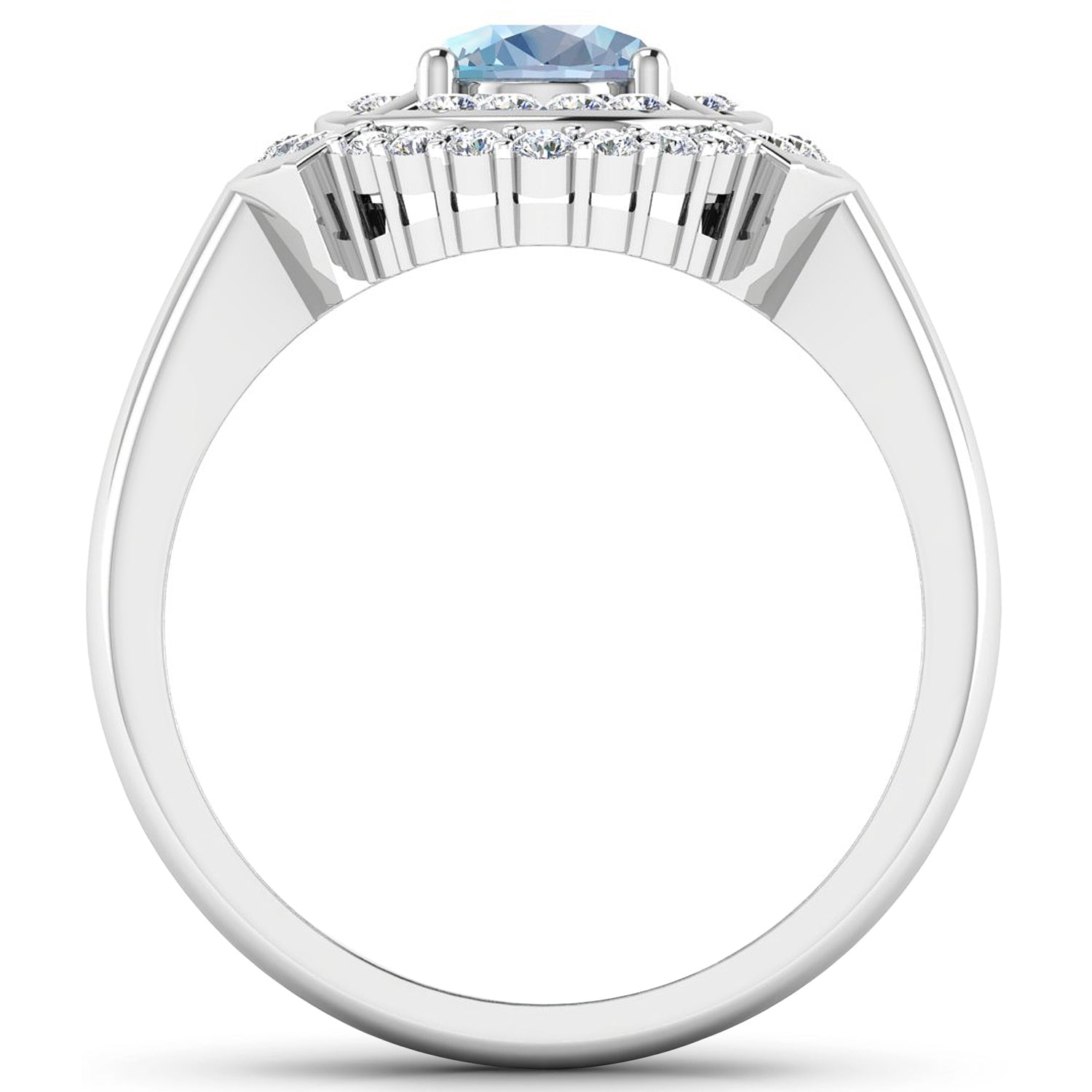1.57 Carat Genuine Aquamarine and White Diamond 14K White Gold Ring by Bids.com