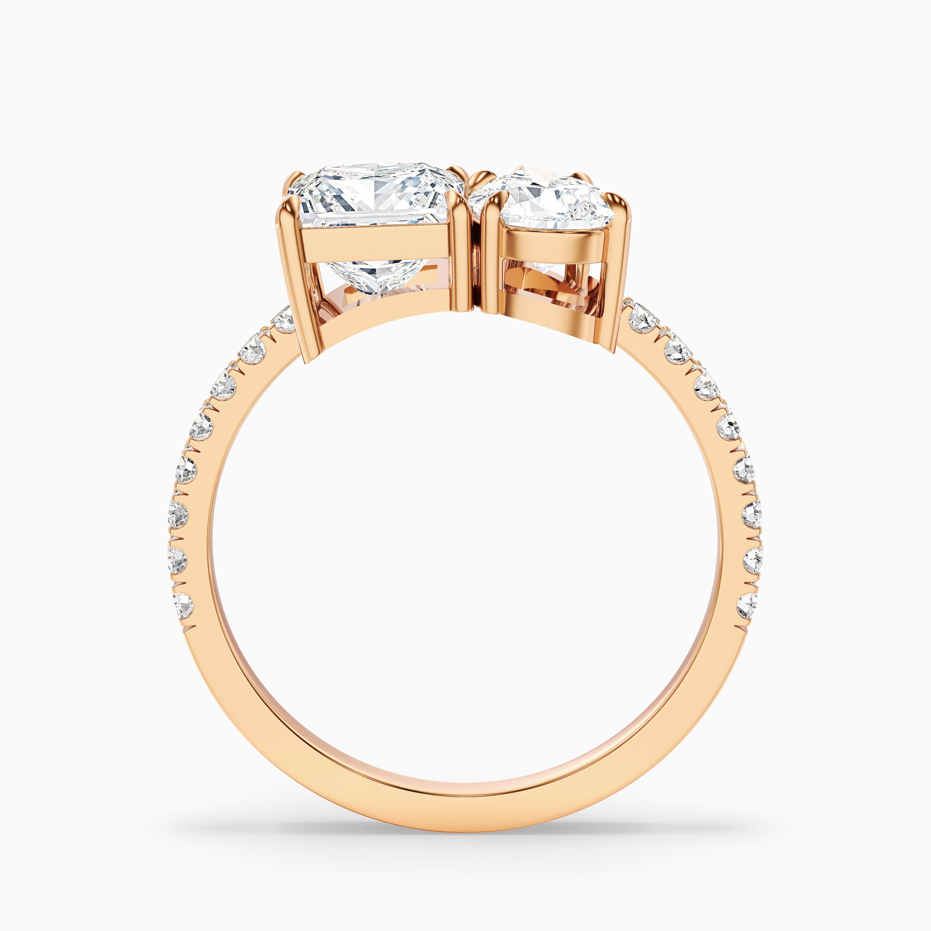 Anyla Toi Et Moi Pave Ring With Princess and Pear Two Stone Moissanite Diamond in Platinum (1.5 Ct. Tw.)