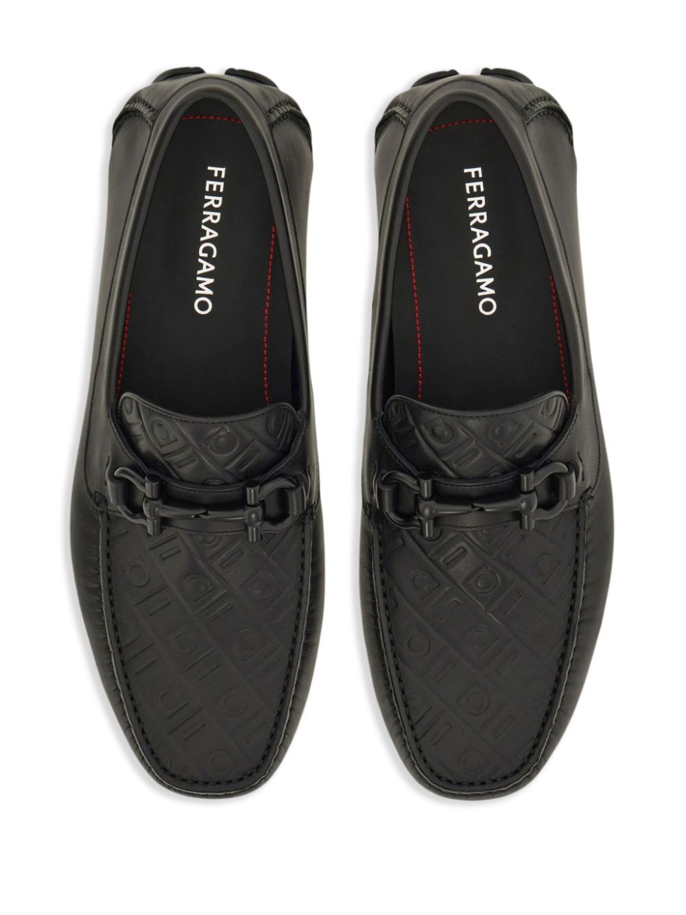 Ferragamo Men Embossed Gancini Monogram Driving Loafers by Luosophy