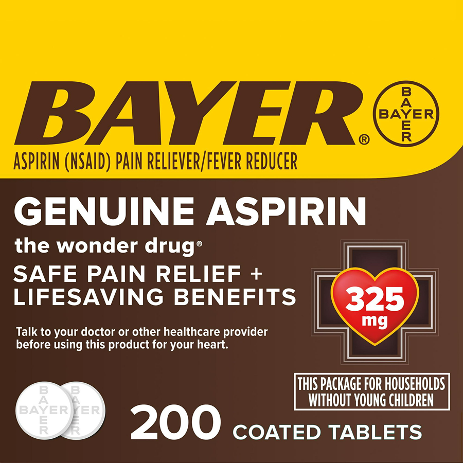 Bayer Genuine Aspirin 325mg Coated Tablets – 200 ct Value Size by Pasteur Pharmacy