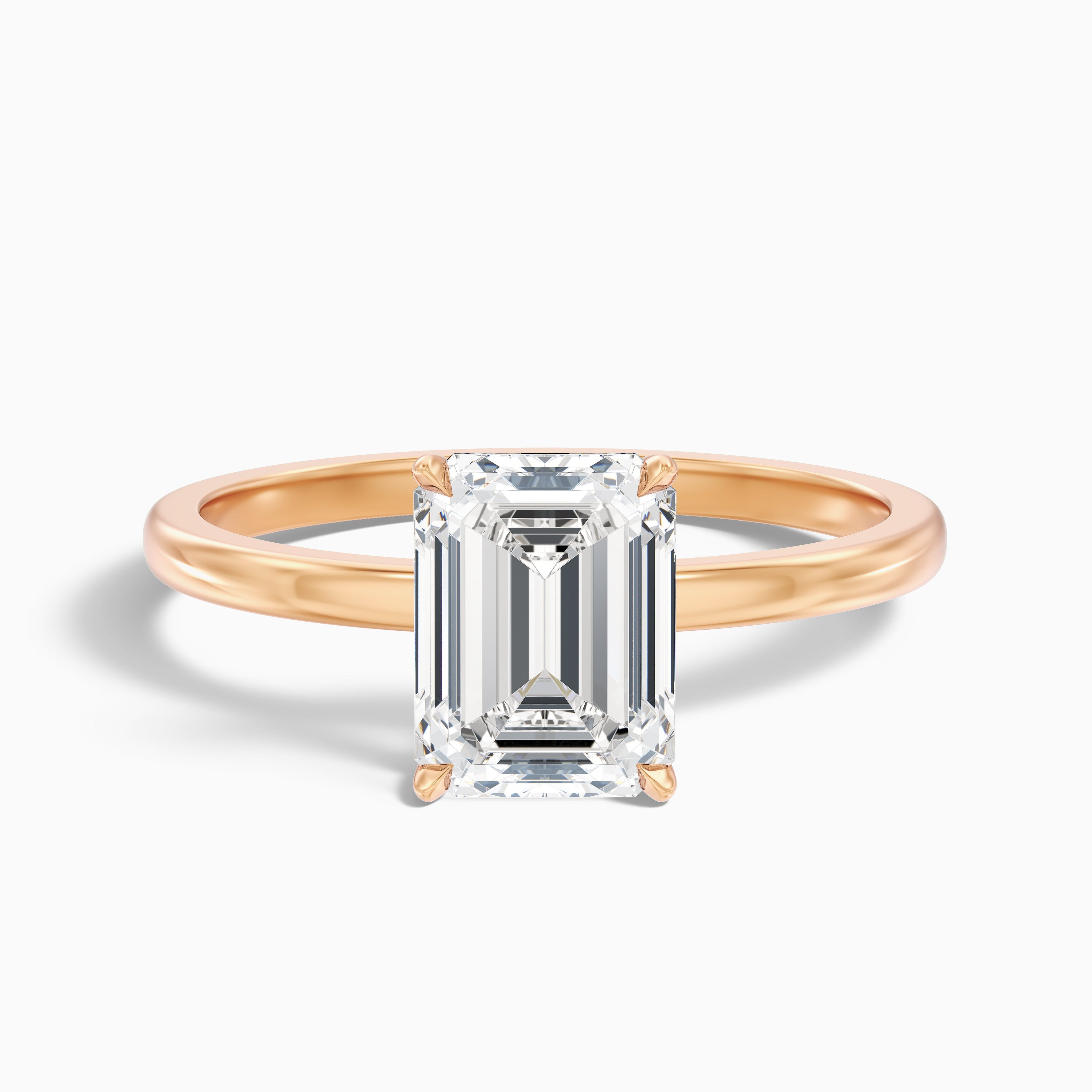 Andie 5.5 Carat Emerald Cut Low Profile Solitaire Moissanite Diamond Ring in 925 Sterling Silver