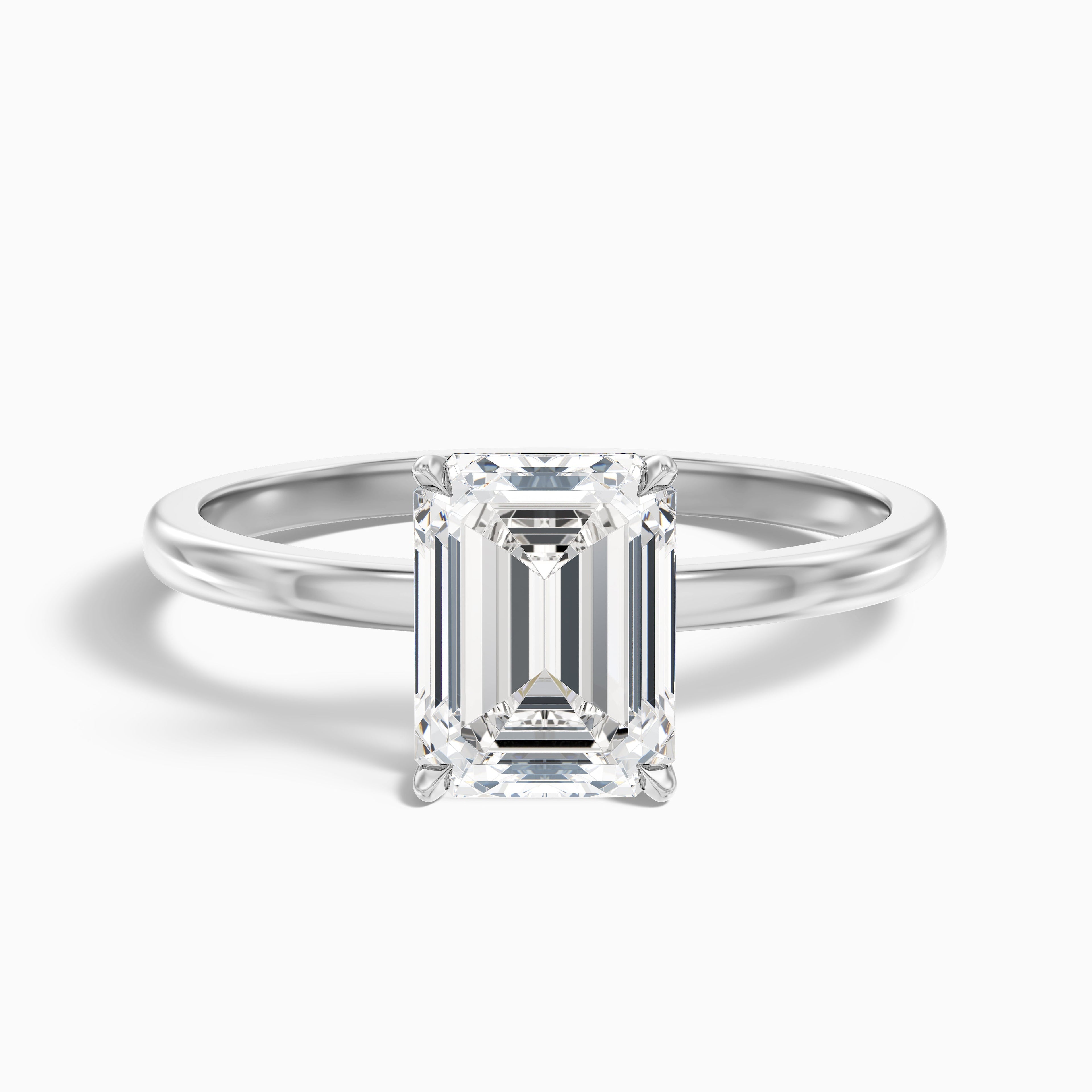 Andie 5.5 Carat Emerald Cut Low Profile Solitaire Moissanite Diamond Ring in 925 Sterling Silver