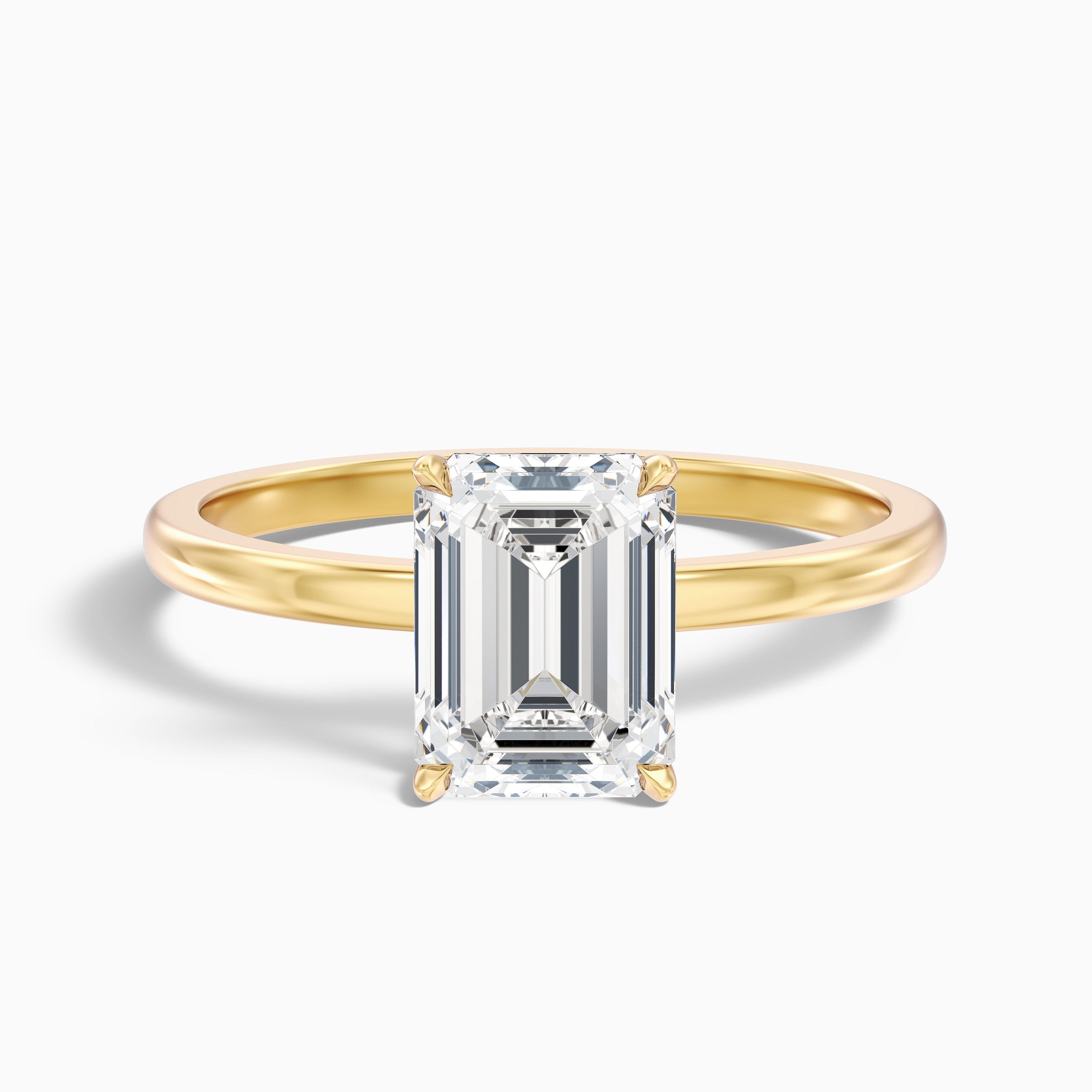Aiyla 2.5 Carat Emerald Cut Low Profile Solitaire Lab Grown Diamond Ring in 14k Rose Gold