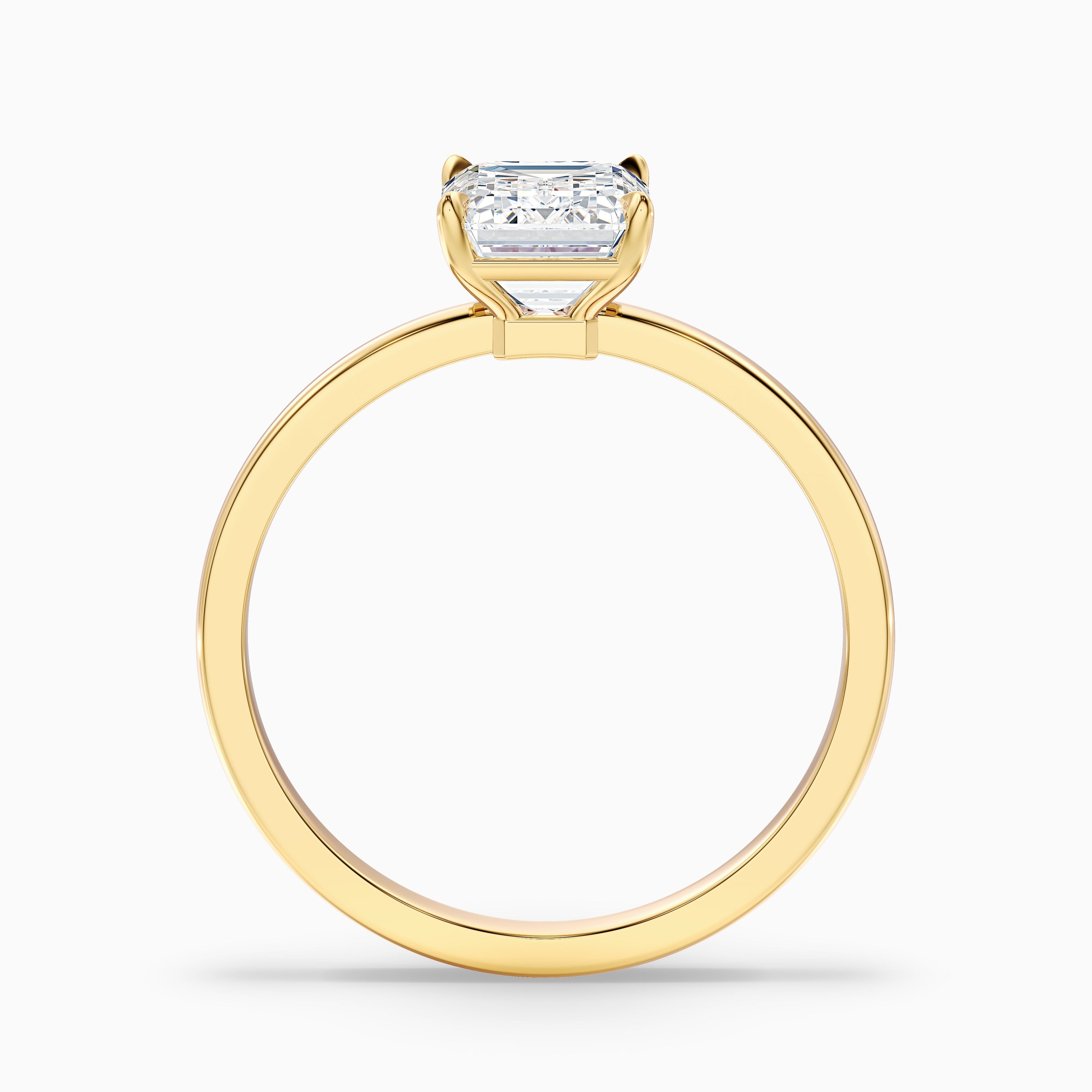 Aiyla 2 Carat Emerald Cut Low Profile Solitaire Lab Grown Diamond Ring in 14k Yellow Gold
