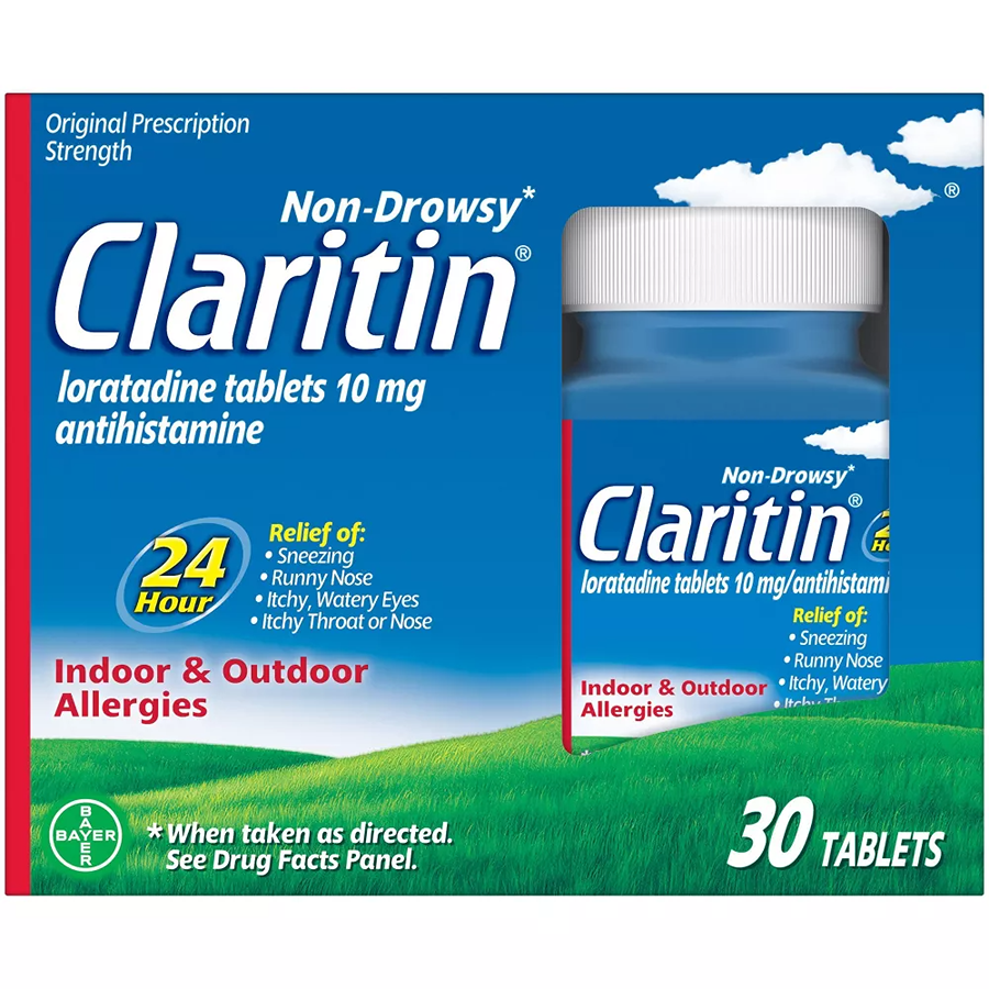 Claritin 24-Hour Non-Drowsy Allergy Relief, Loratadine 10 mg, 30 Tablets by Pasteur Pharmacy