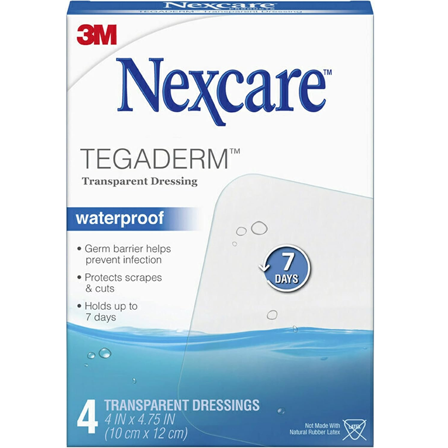 Nexcare Tegaderm Waterproof Transparent Dressing, Large 4 in x 4.75 in, 4 Count by Pasteur Pharmacy