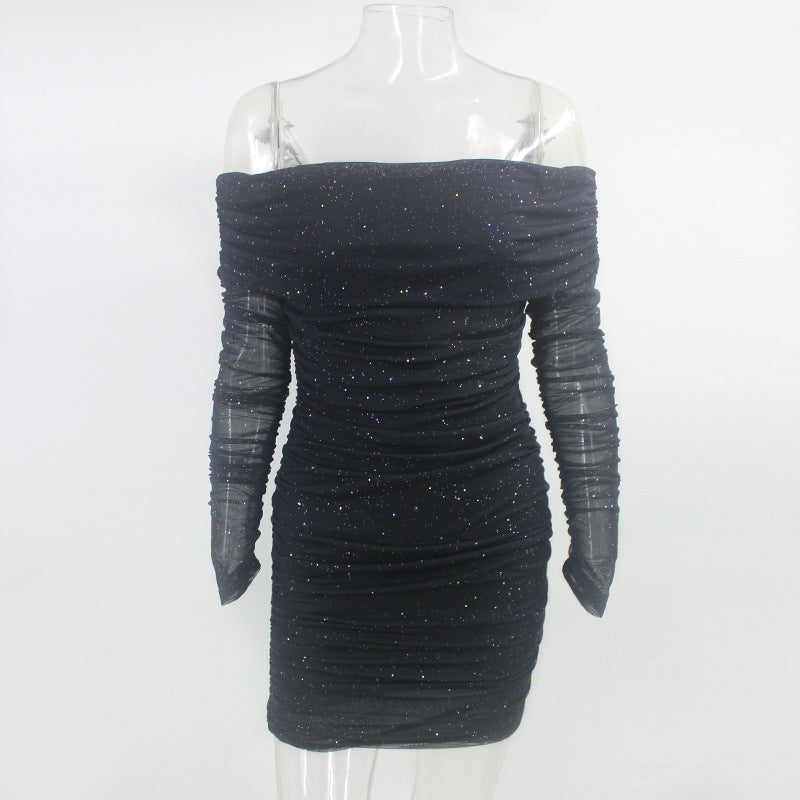 Women Sexy off-Shoulder Ruffle Hip Evening Dress Short Dress Summer by Ragazza