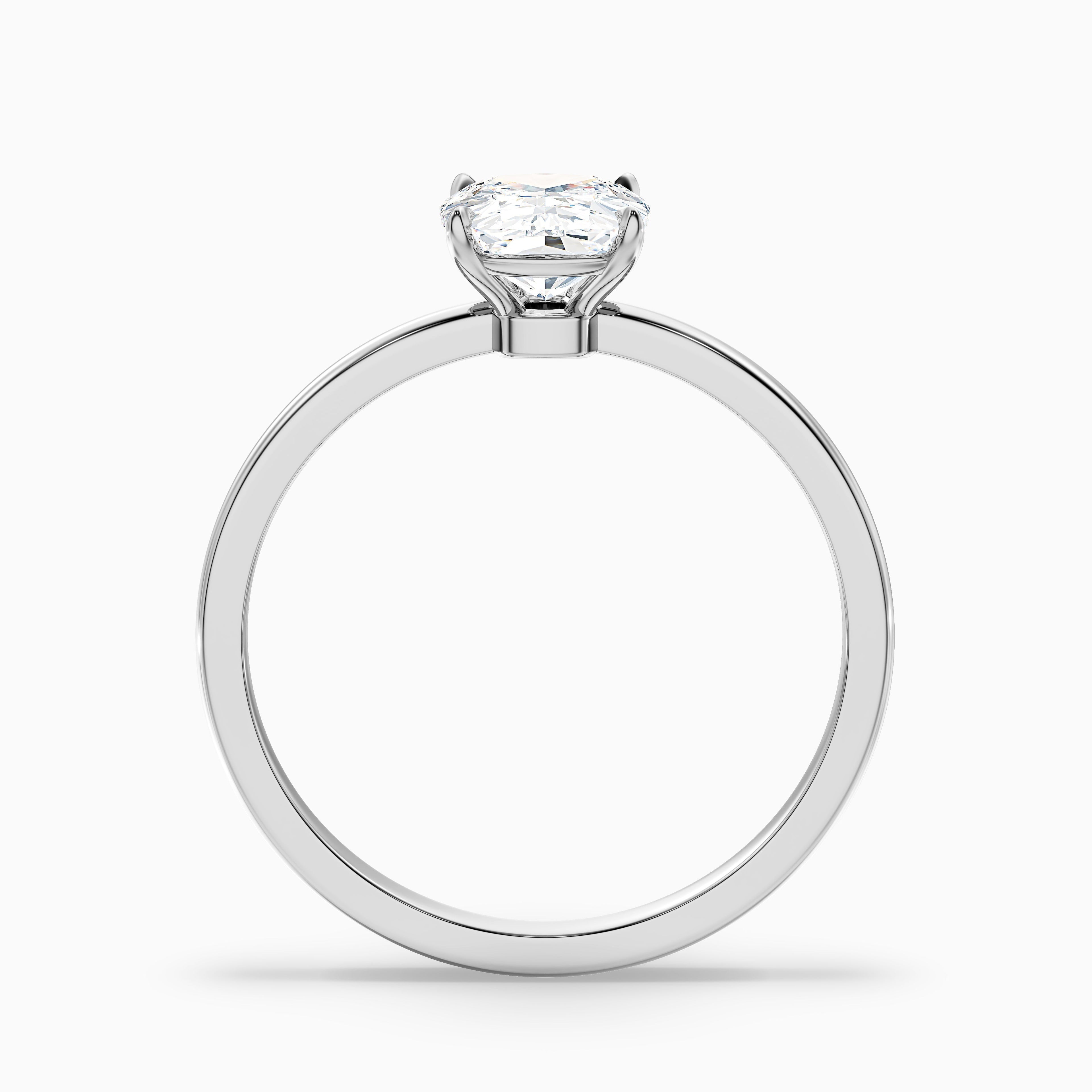 Crina 3 Carat Elongated Cushion Low Profile Solitaire Lab Grown Diamond Ring in 18k White Gold