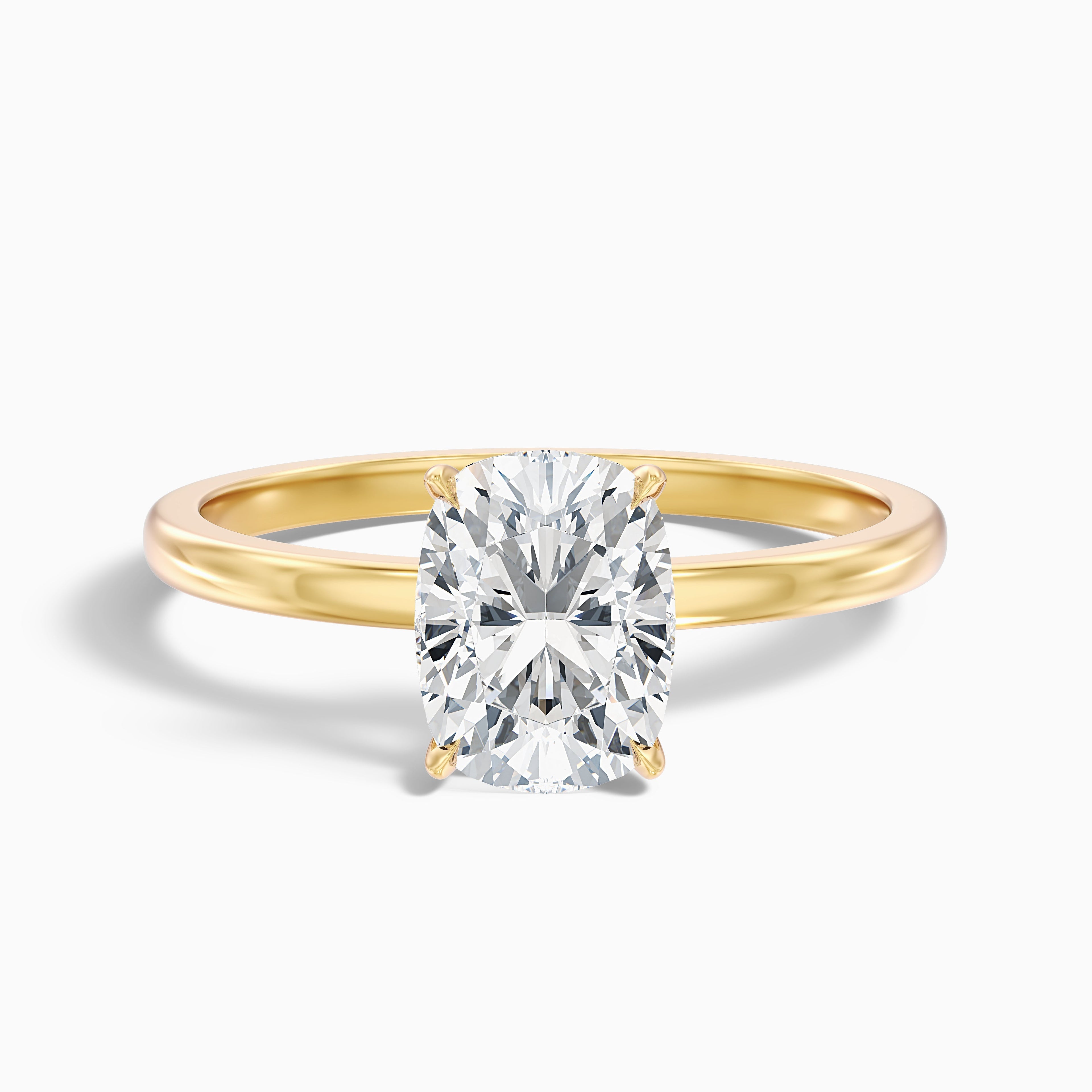 Crina 4 Carat Elongated Cushion Low Profile Solitaire Lab Grown Diamond Ring in 18k White Gold