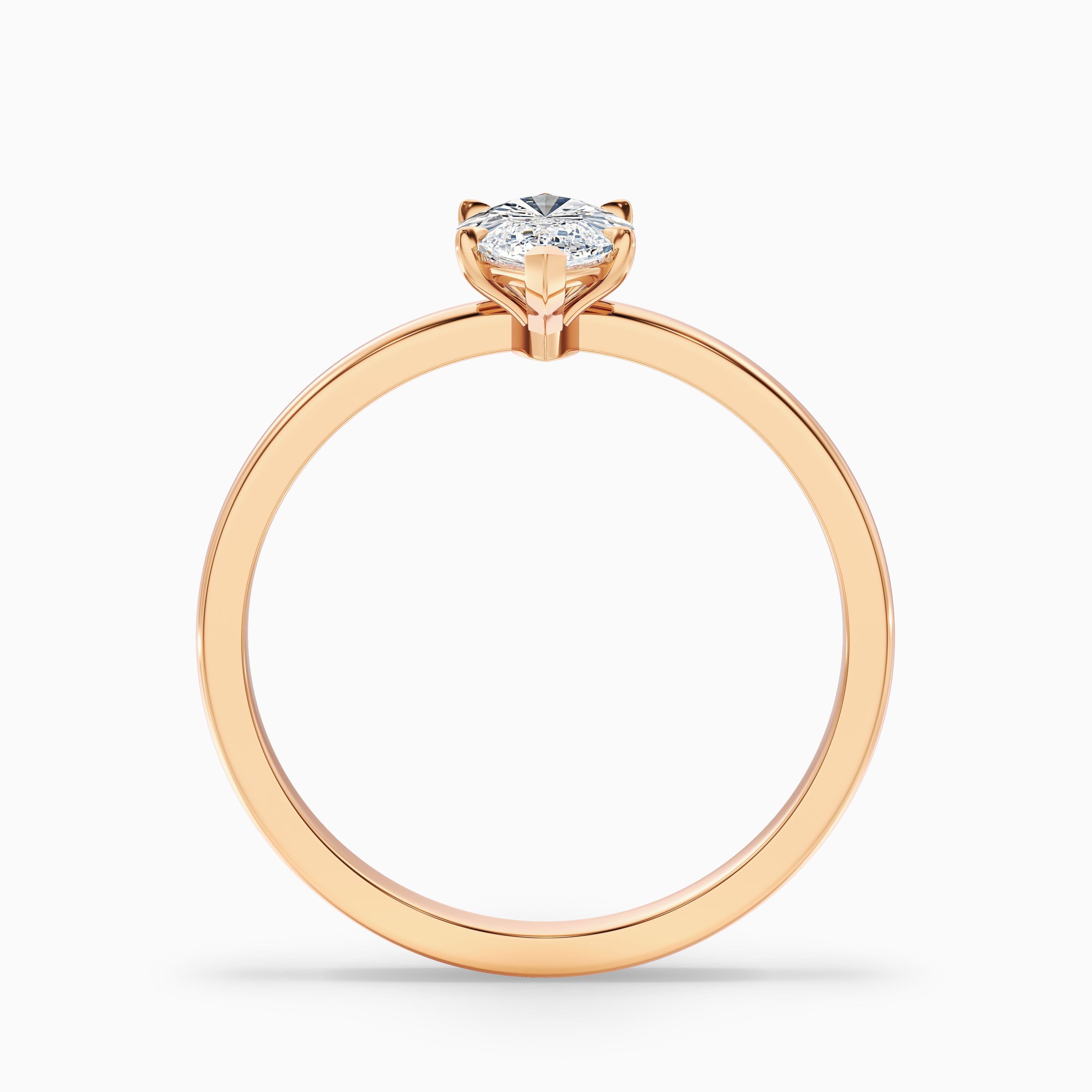 Verne 4 Carat Marquise Cut Low Profile Solitaire Moissanite Diamond Ring in 18k Rose Gold