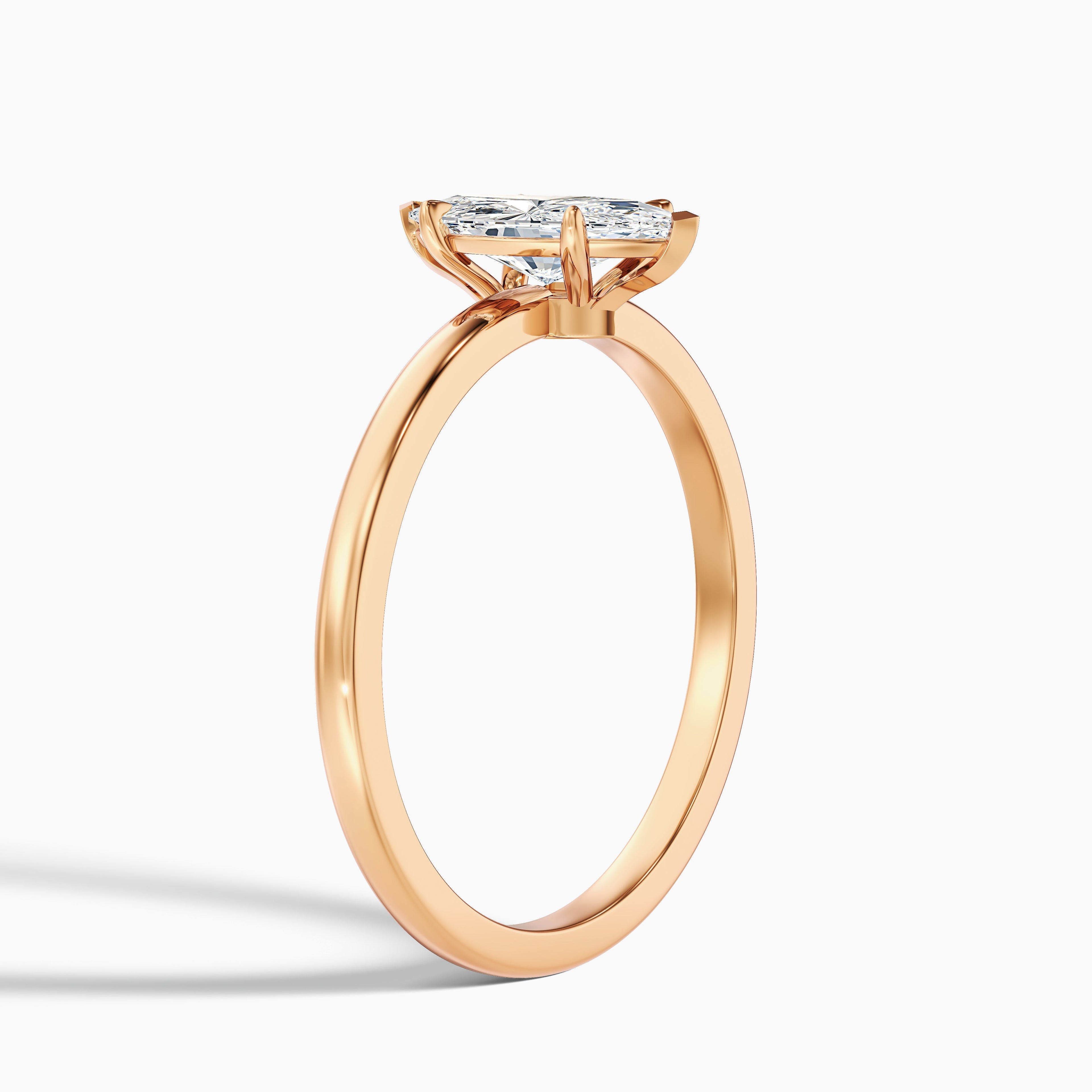 Verne 3 Carat Marquise Cut Low Profile Solitaire Moissanite Diamond Ring in 10k Rose Gold