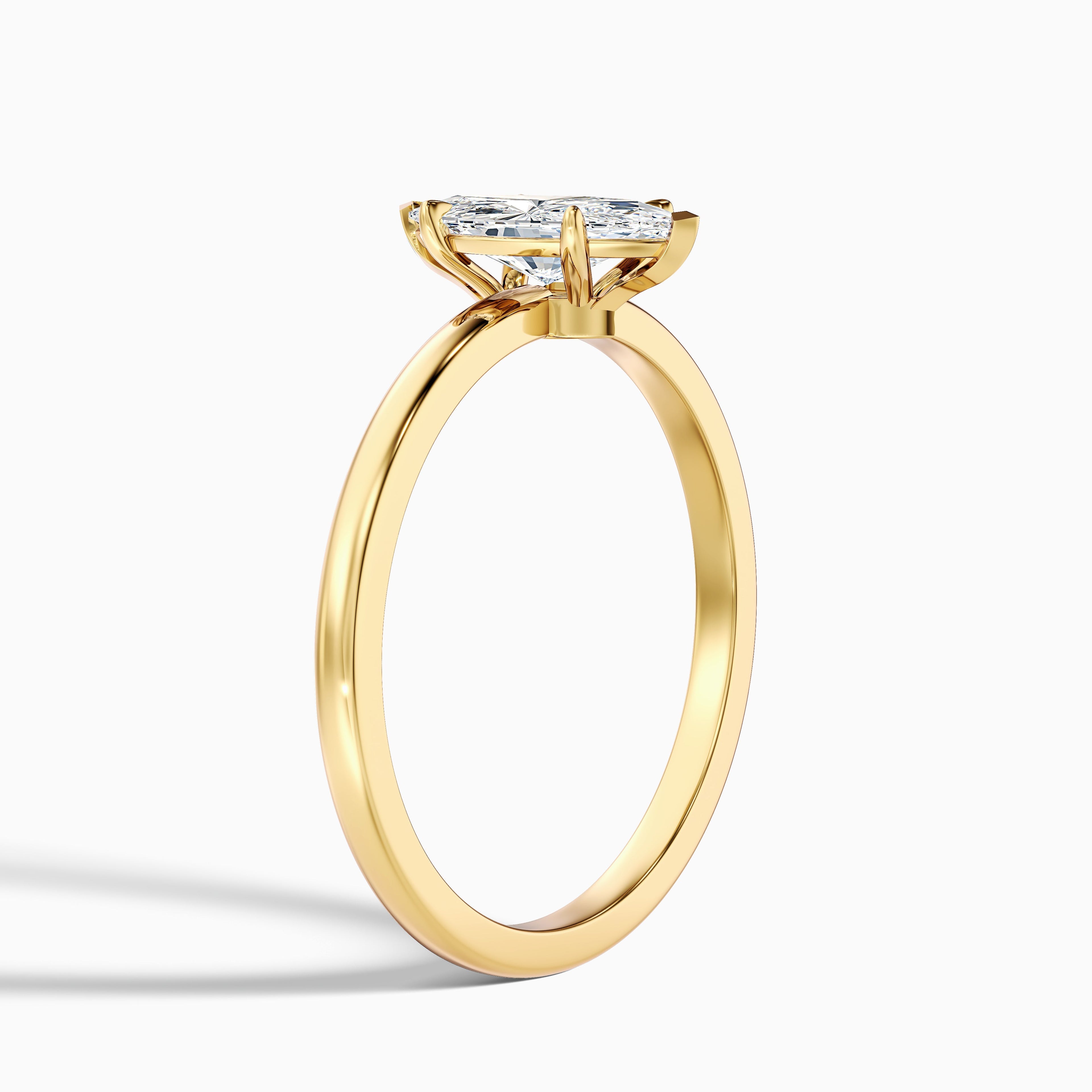 Verne 5 Carat Marquise Cut Low Profile Solitaire Moissanite Diamond Ring in 18k White Gold