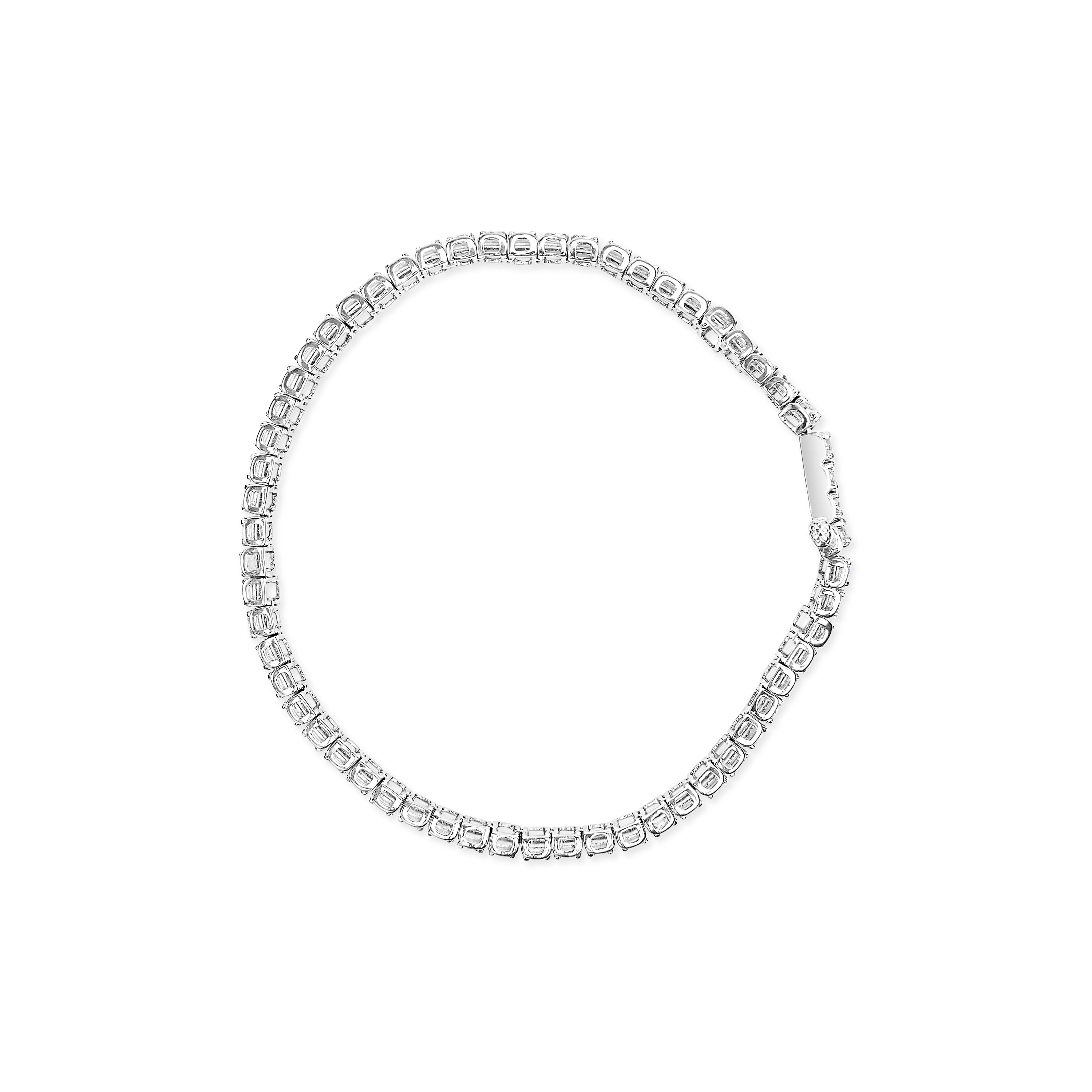 .925 Sterling Silver 1.0 Cttw Diamond Collar Line Link Bracelet (I-J Color, I1-I2 Clarity) - Size 7.25" Inches DestGlow
