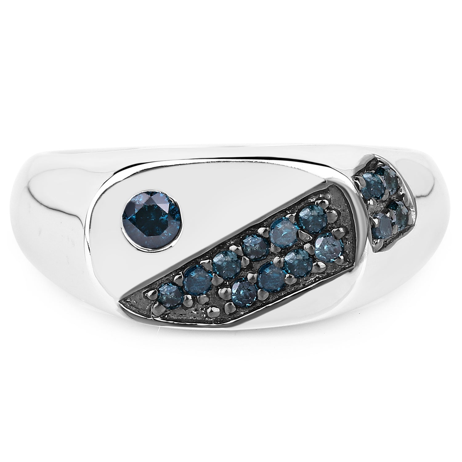 0.31 Carat Genuine Blue Diamond .925 Sterling Silver Ring by Bids.com