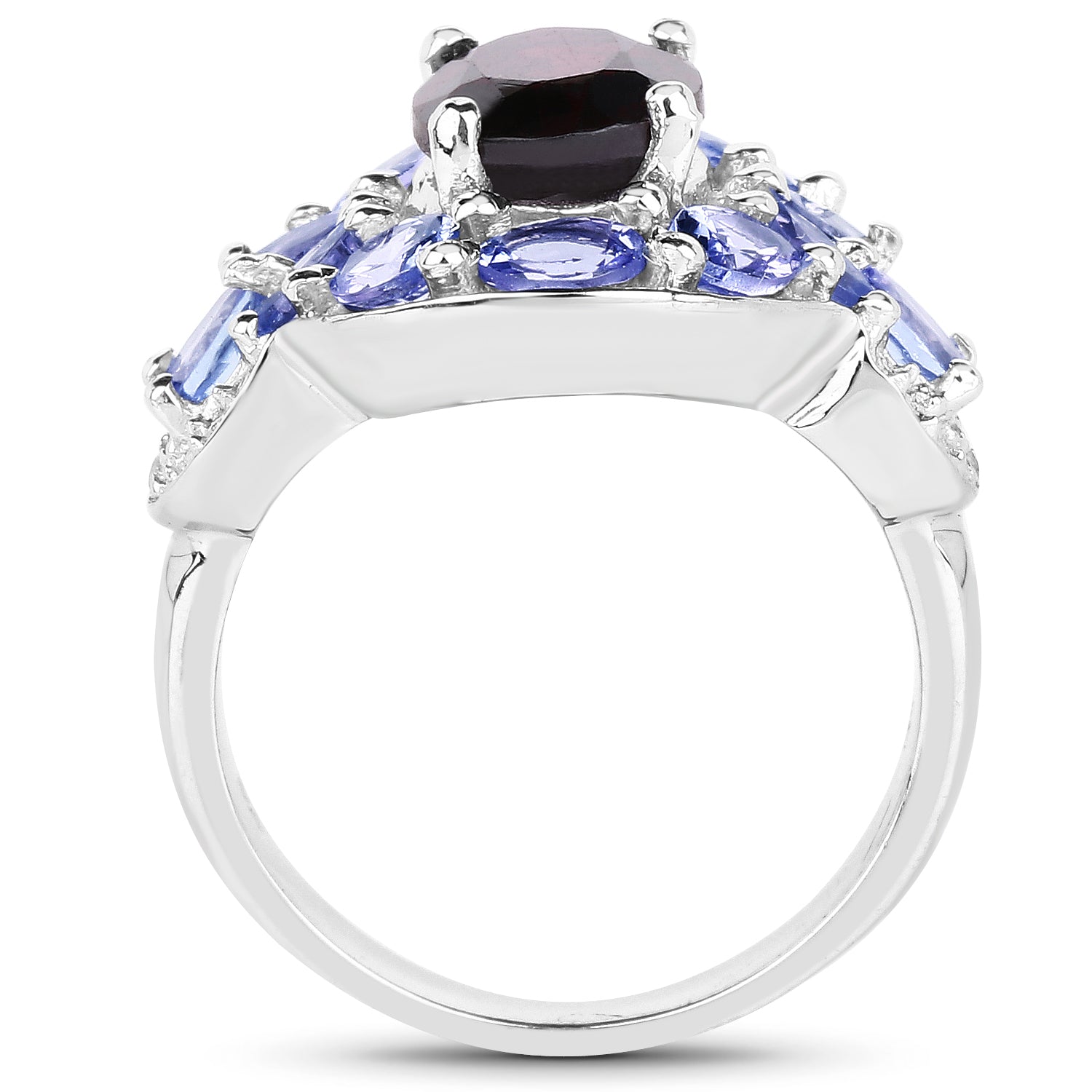 4.20 Carat Genuine Garnet, Tanzanite & White Topaz .925 Sterling Silver Ring by Bids.com