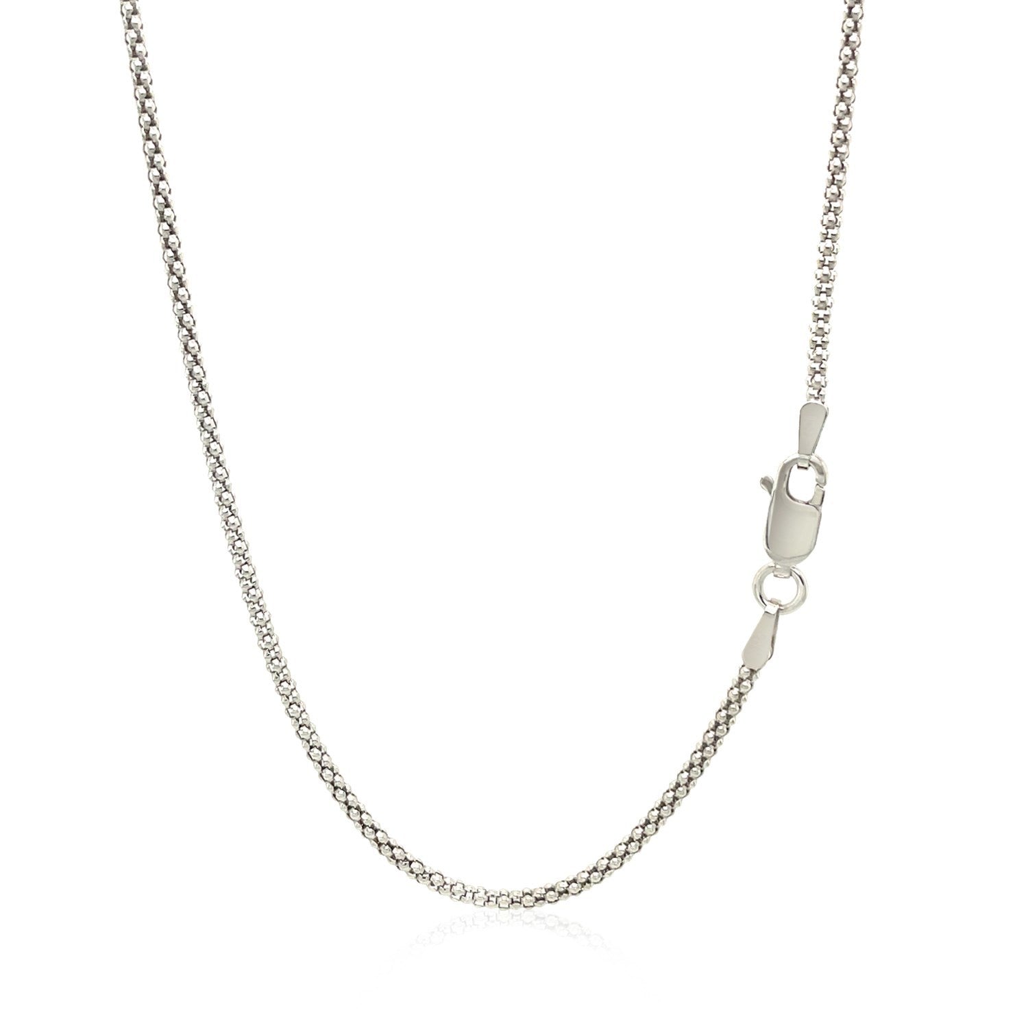 Rhodium Plated 1.8mm Sterling Silver Popcorn Style Chain by Bids.com