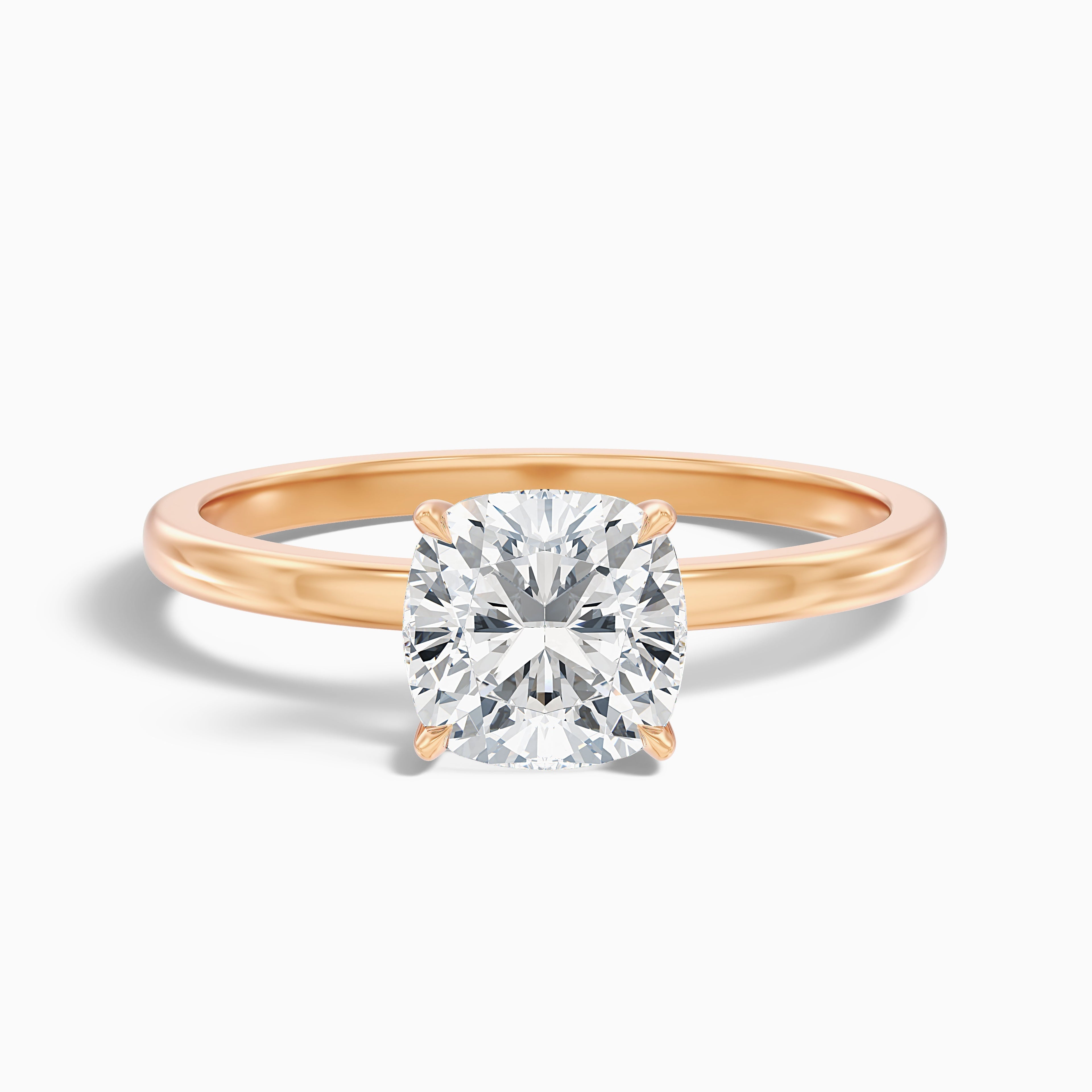 Harly 4 Carat Cushion Cut Low Profile Solitaire Lab Grown Diamond Ring in 10k White Gold