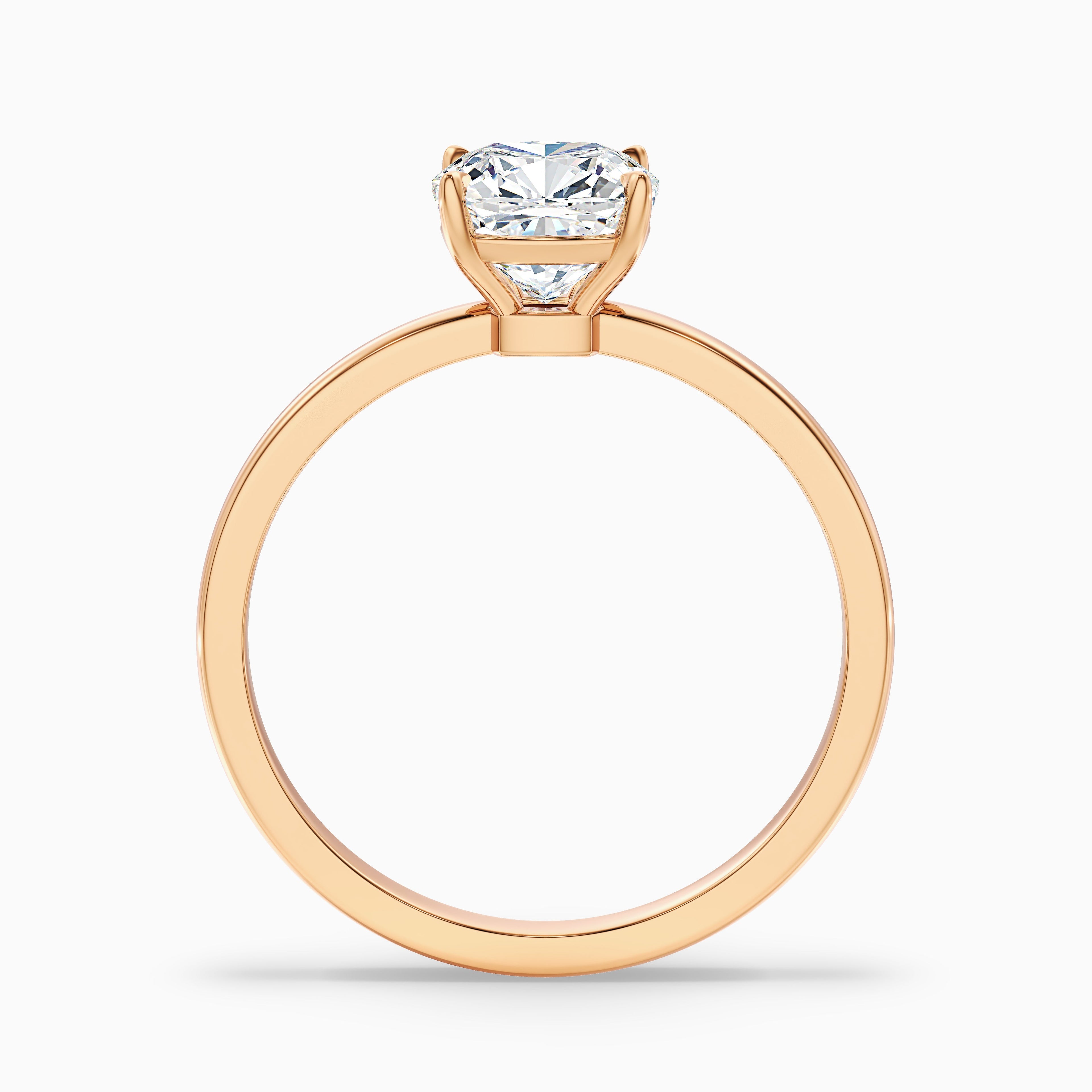 Chaya 5 Carat Cushion Cut Low Profile Solitaire Moissanite Diamond Ring in 18k Yellow Gold
