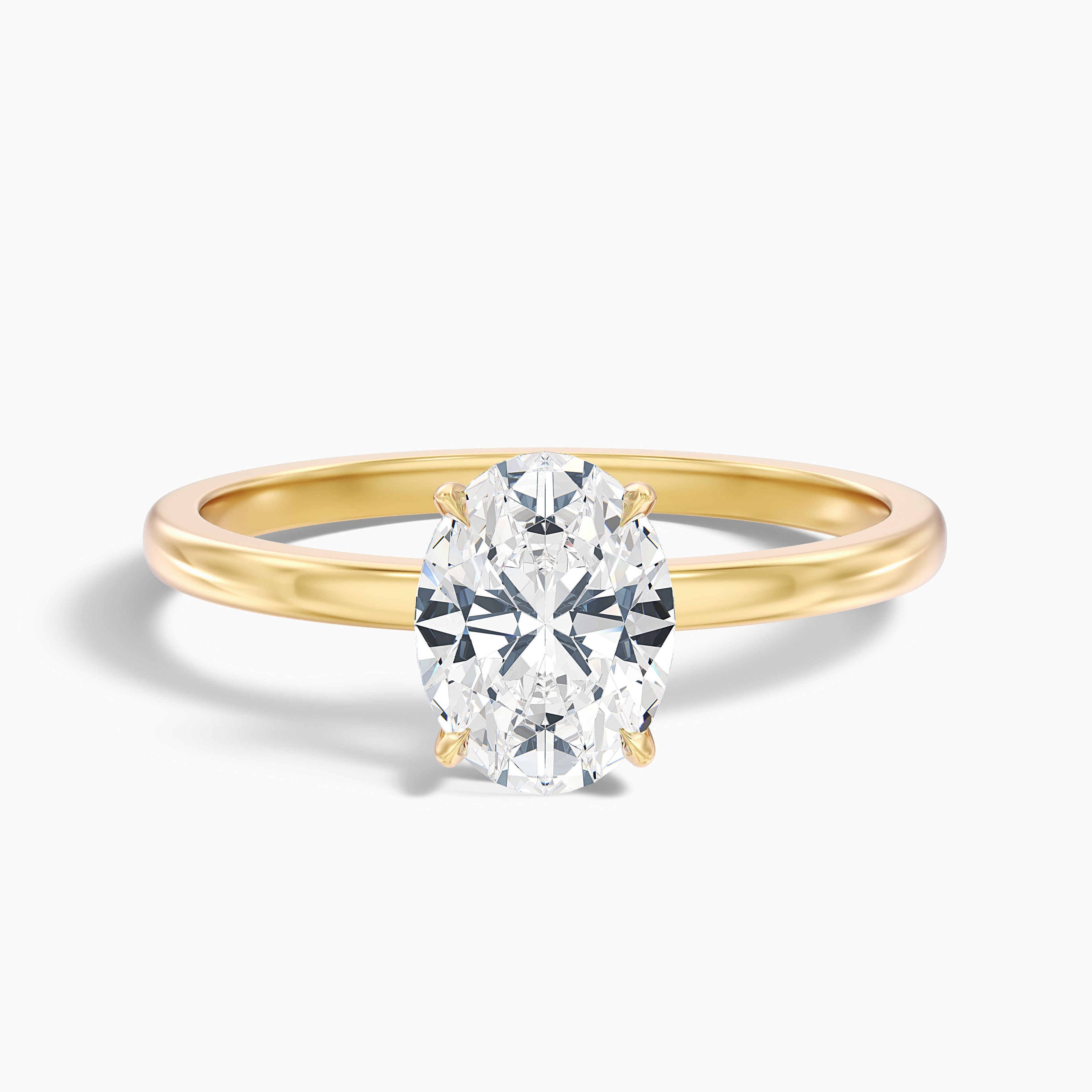 Kaley 2.5 Carat Oval Cut Low Profile Solitaire Lab Grown Diamond Ring in 10k Yellow Gold