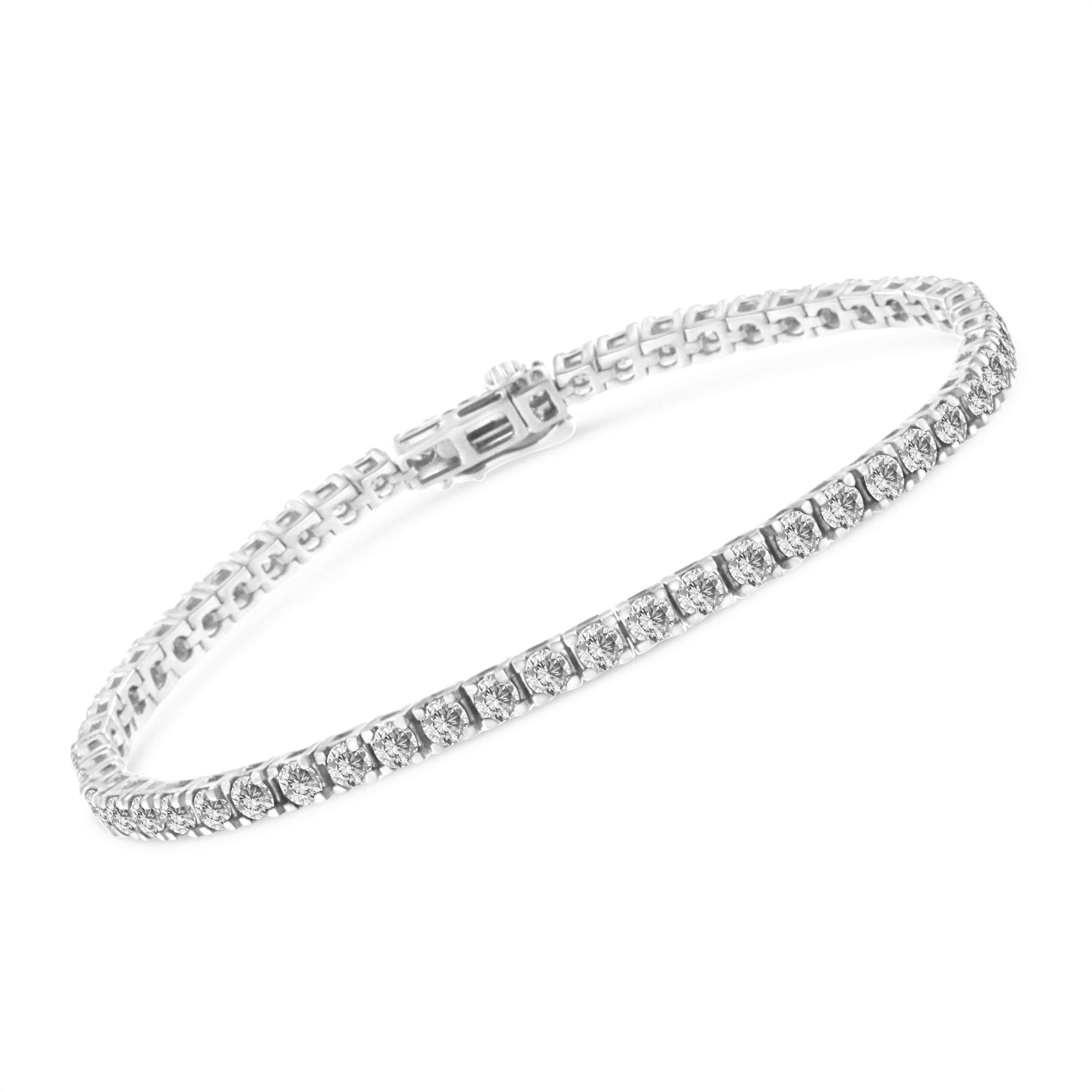 14K White Gold 5.00 Cttw Prong Set Lab Grown Round Diamond Classic Tennis Bracelet (F-G Color, VS2-SI1 Clarity) - 7.25" DestGlow