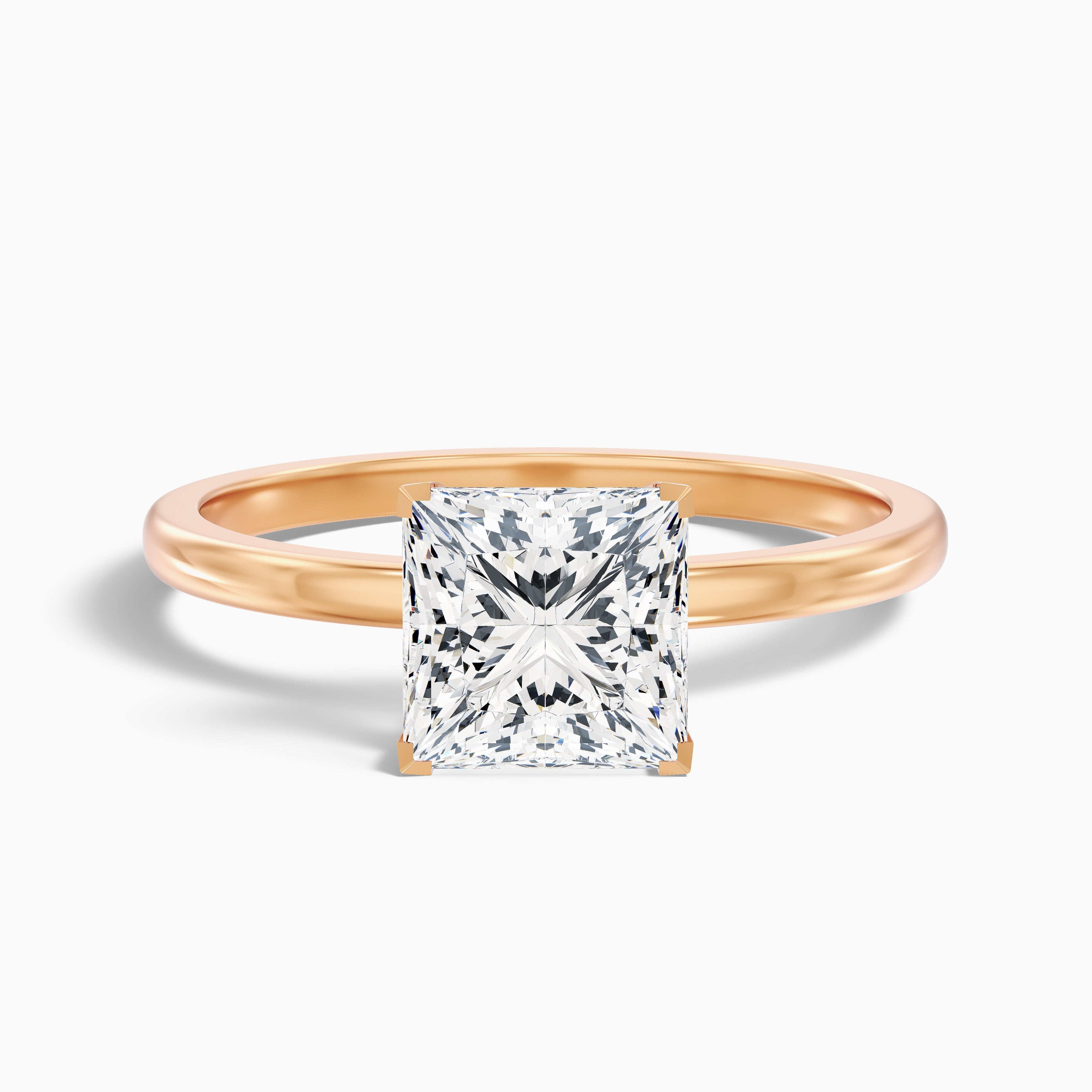 Nasya 1.5 Carat Princess Cut Low Profile Solitaire Lab Grown Diamond Ring in 10k Rose Gold