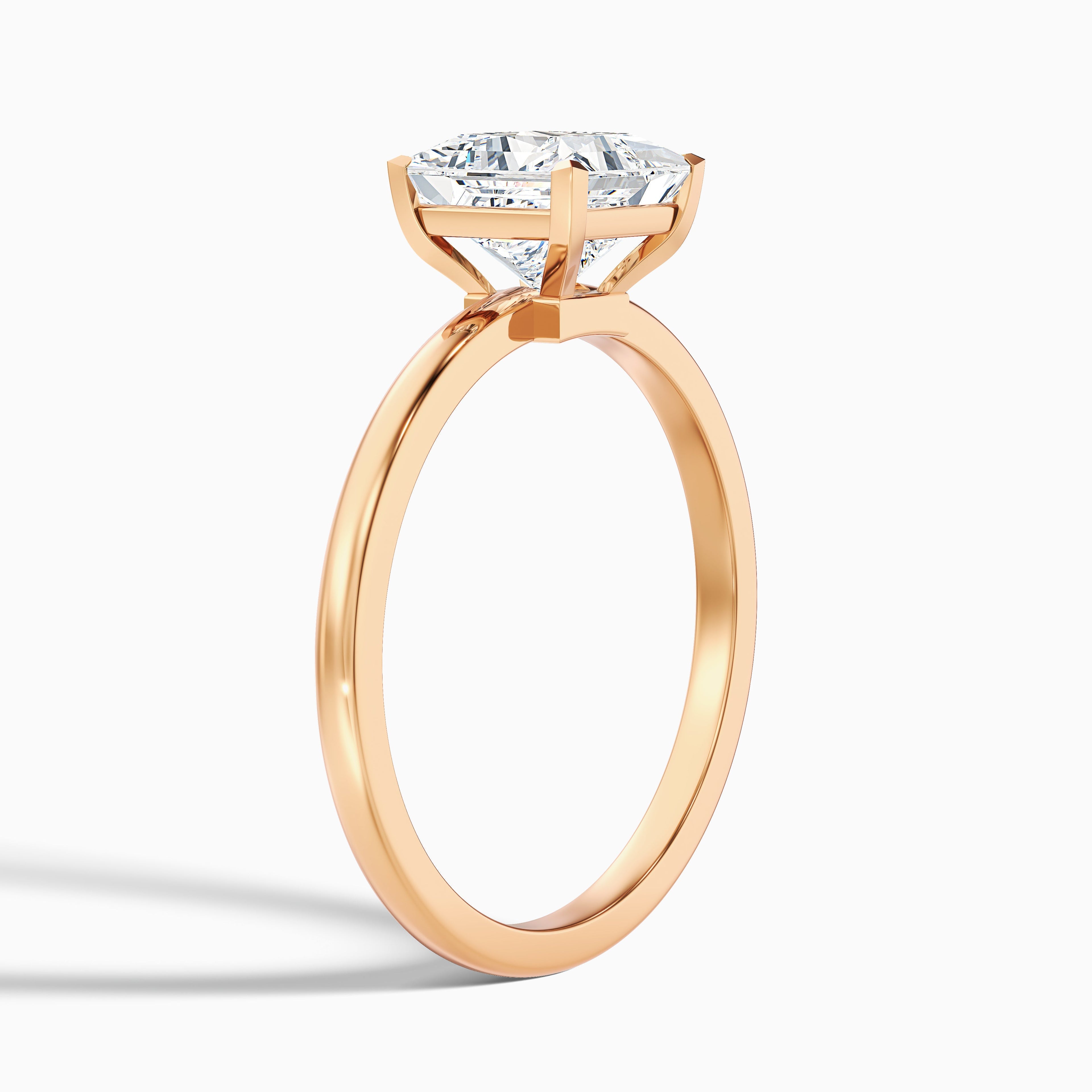 Nasya 3.5 Carat Princess Cut Low Profile Solitaire Lab Grown Diamond Ring in 18k Rose Gold