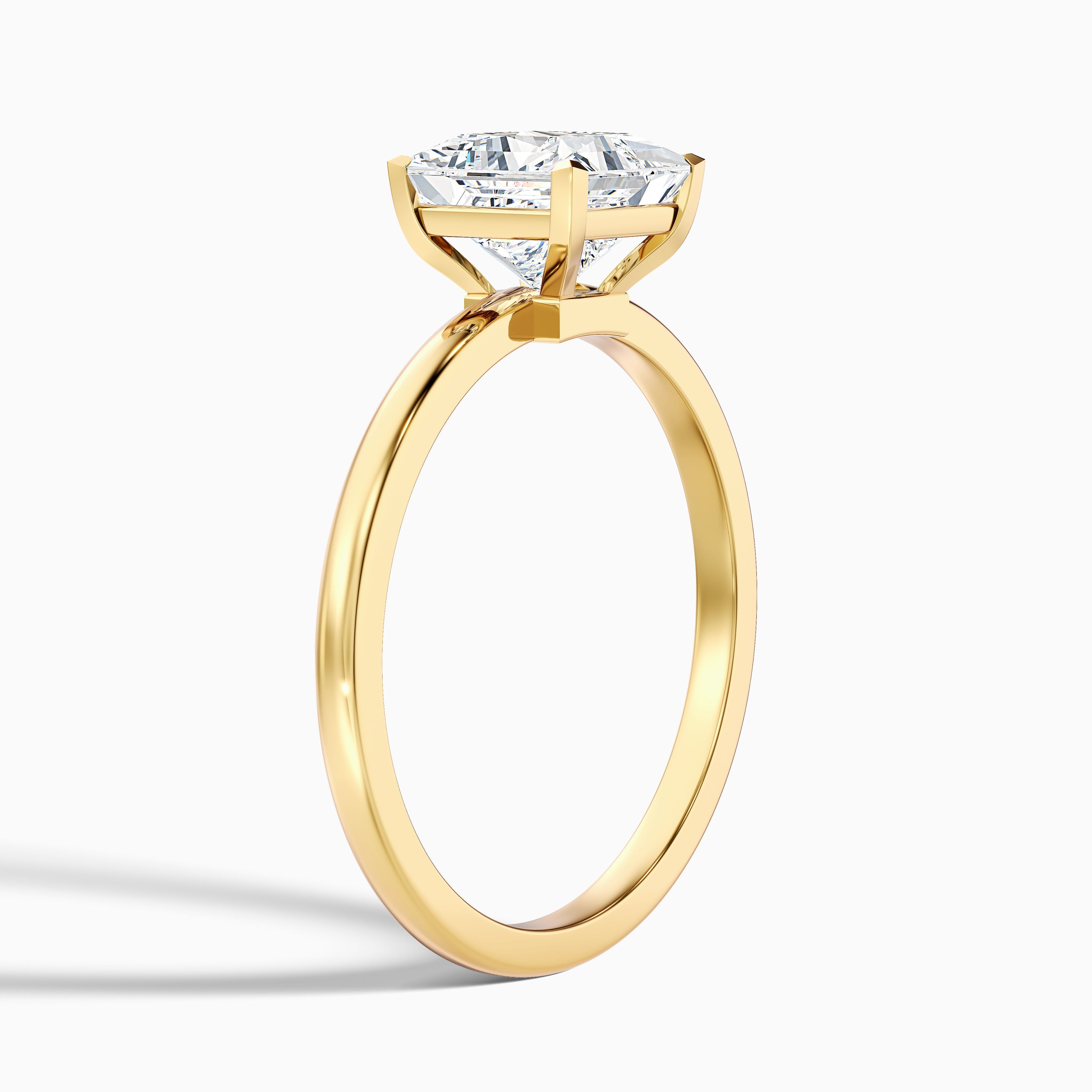 Nasya 3.5 Carat Princess Cut Low Profile Solitaire Lab Grown Diamond Ring in 10k Yellow Gold