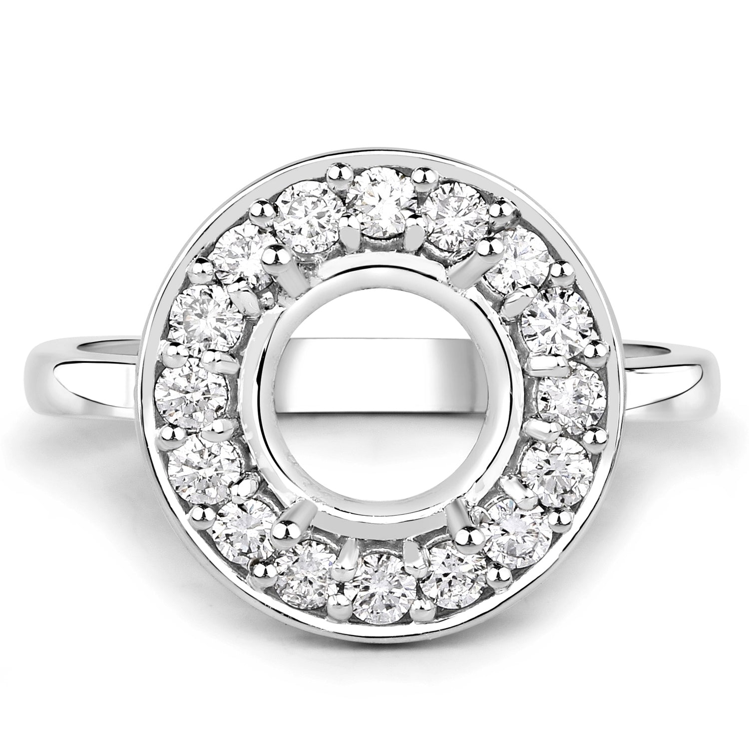 0.48 Carat Genuine White Diamond 14K White Gold Semi Mount Ring - holds 8.00mm Round Gemstone by Bids.com