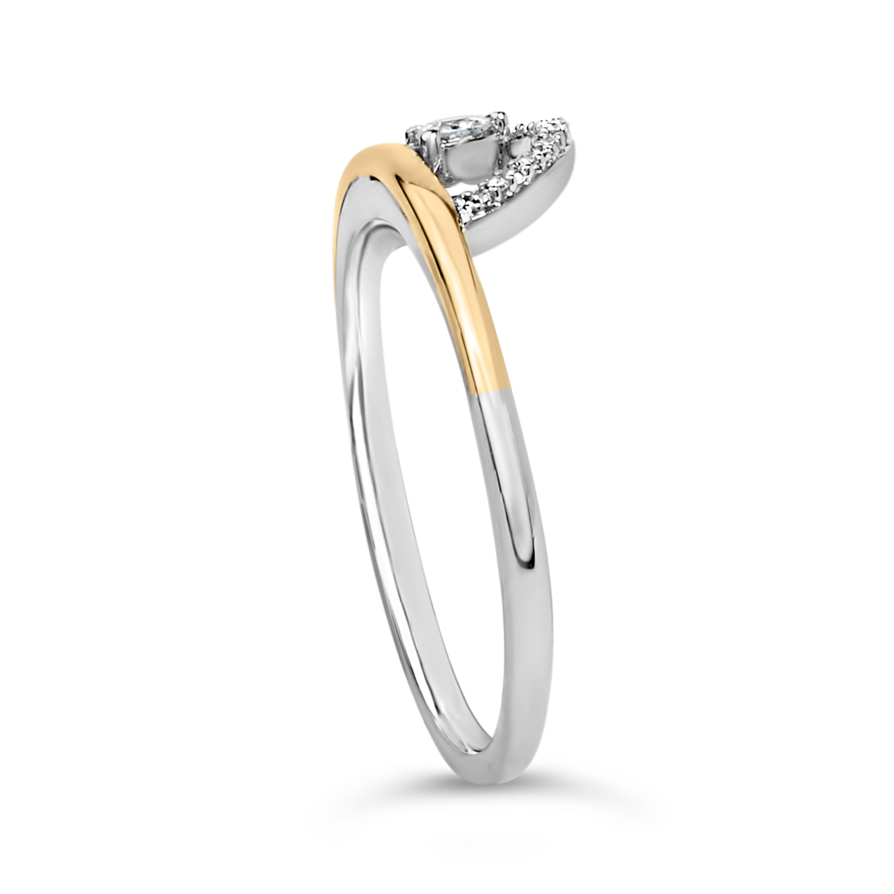 14K Yellow Gold Plated Sterling Silver 1/10 Cttw Diamond Arc Ring by Bids.com