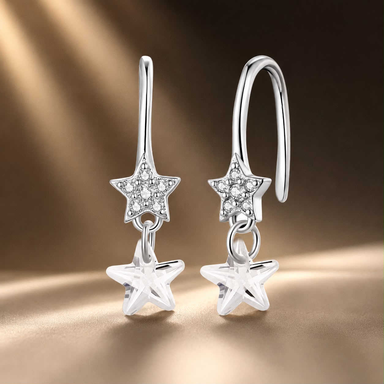 925 Sterling Silver Earrings with Pavé Setting CZ, White Gold Plating, 2.1*0.6cm, for Women DestGlow