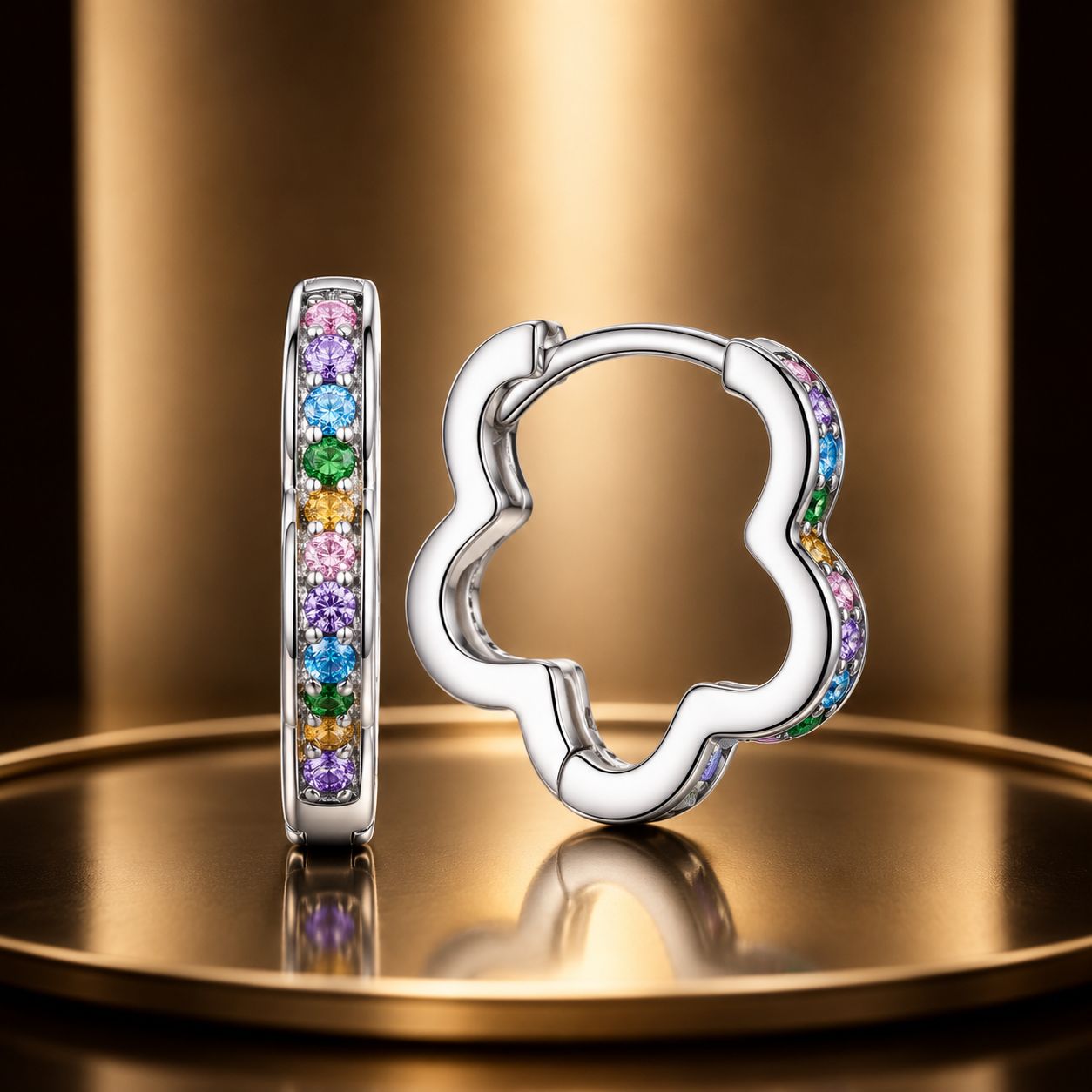 925 Sterling Silver Earrings with Pavé Setting CZ and Platinum Plating for Women DestGlow