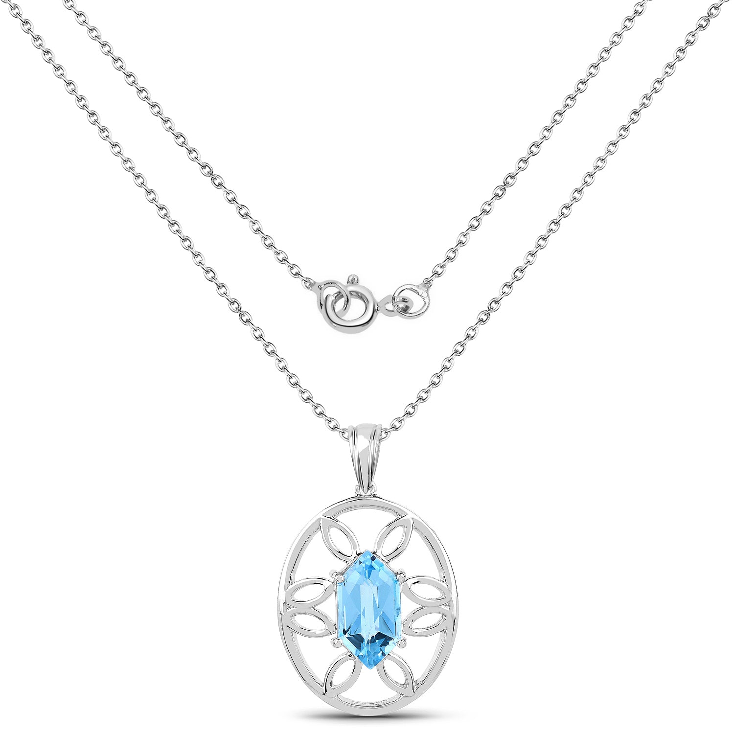 6.17 Carat Genuine Swiss Blue Topaz .925 Sterling Silver Pendant by Bids.com
