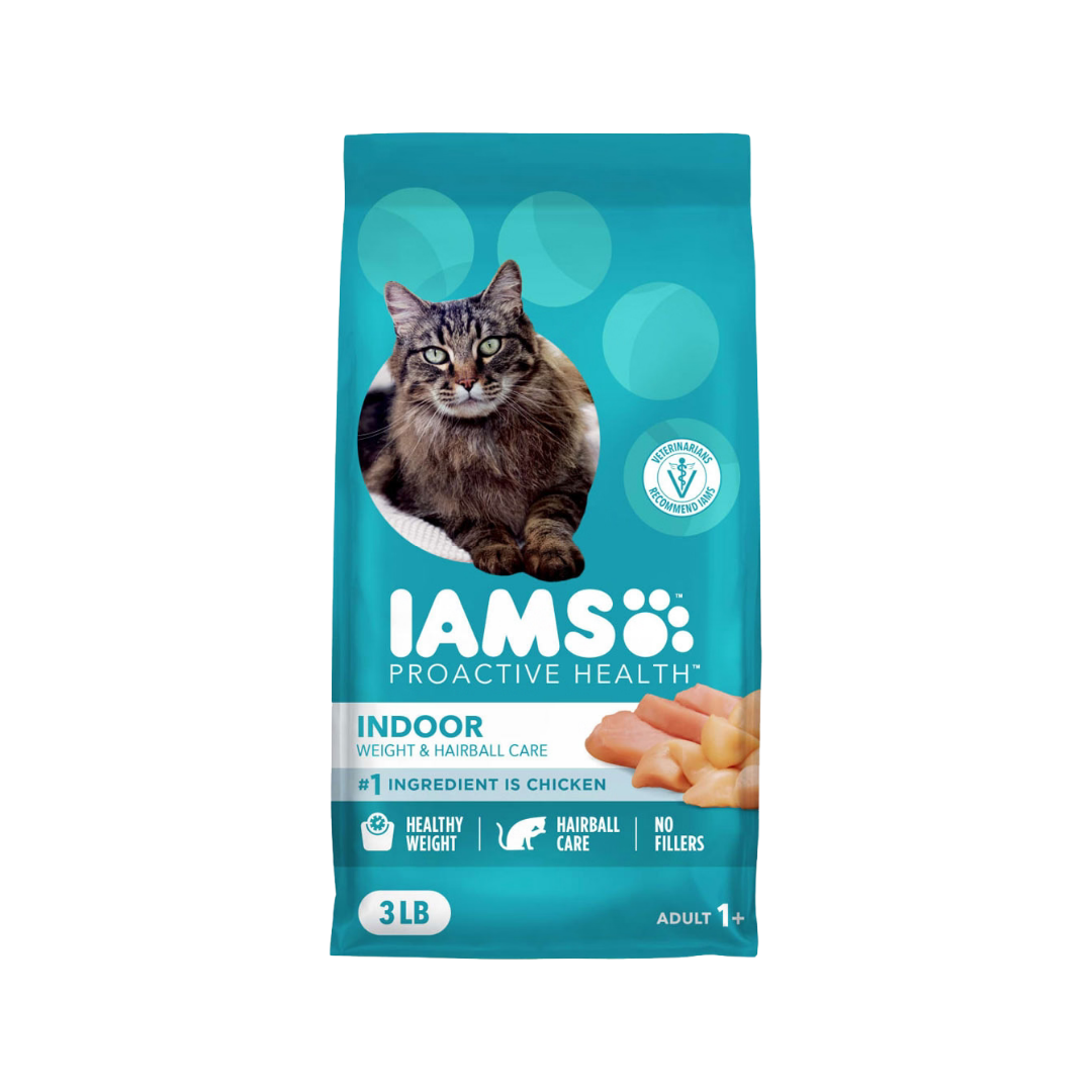 IAMS Proactive Health Indoor Weight & Hairball Care Adult Dry Cat Food (3lb) DestGlow