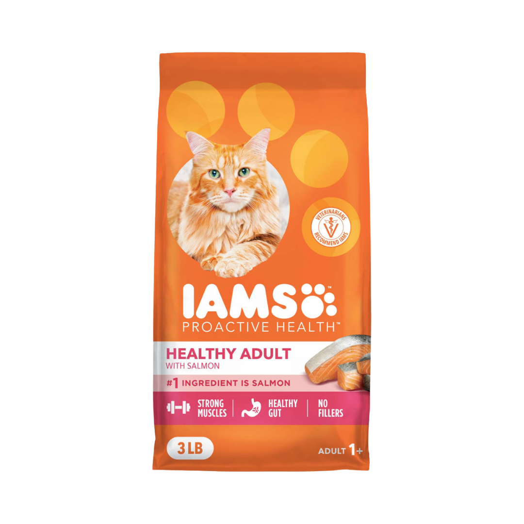 IAMS Proactive Health Healthy Adult Dry Cat Food with Salmon (3lb) DestGlow