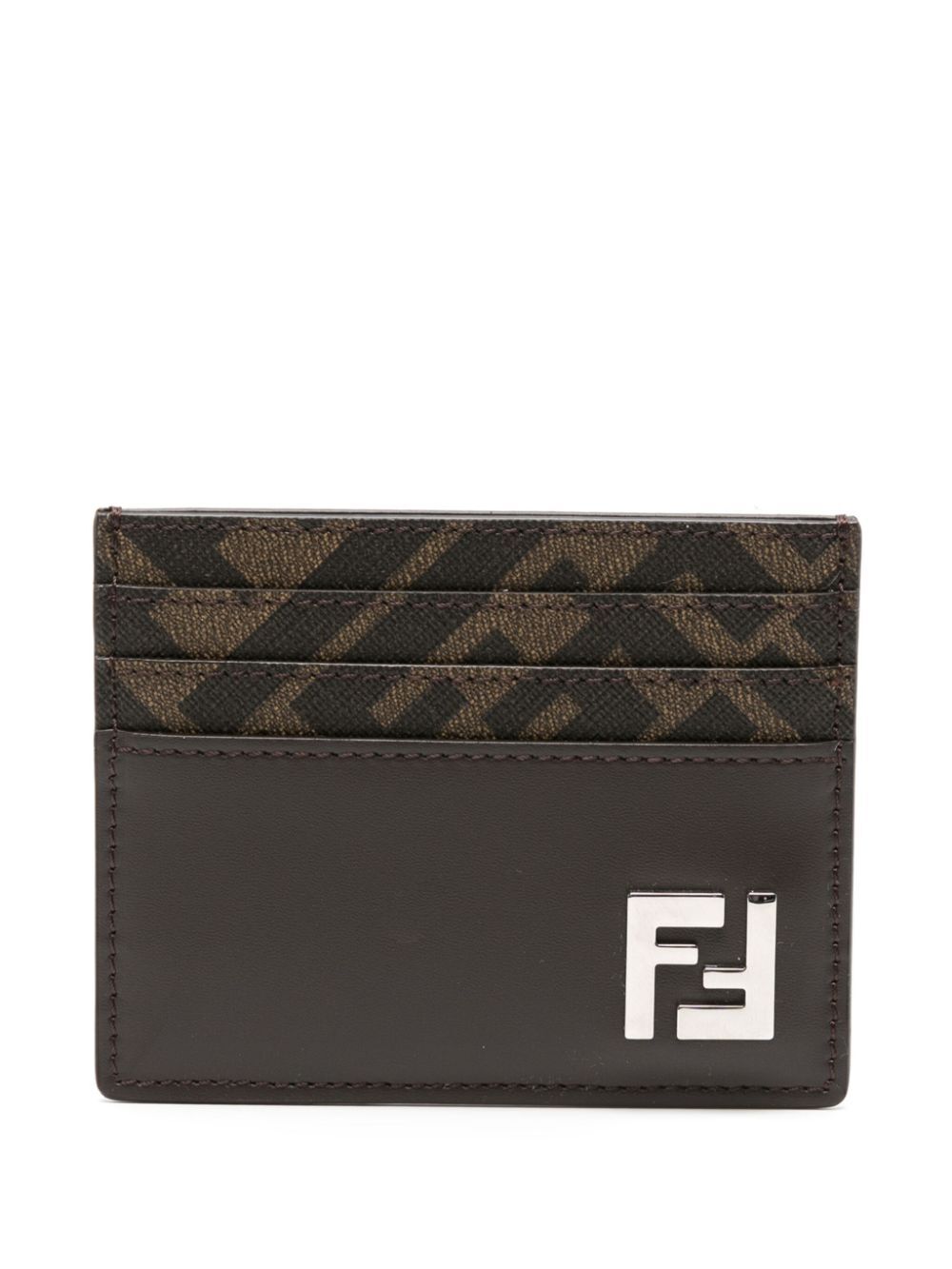 Fendi Men Leather And Ff Canvas Squared Card Holder DestGlow