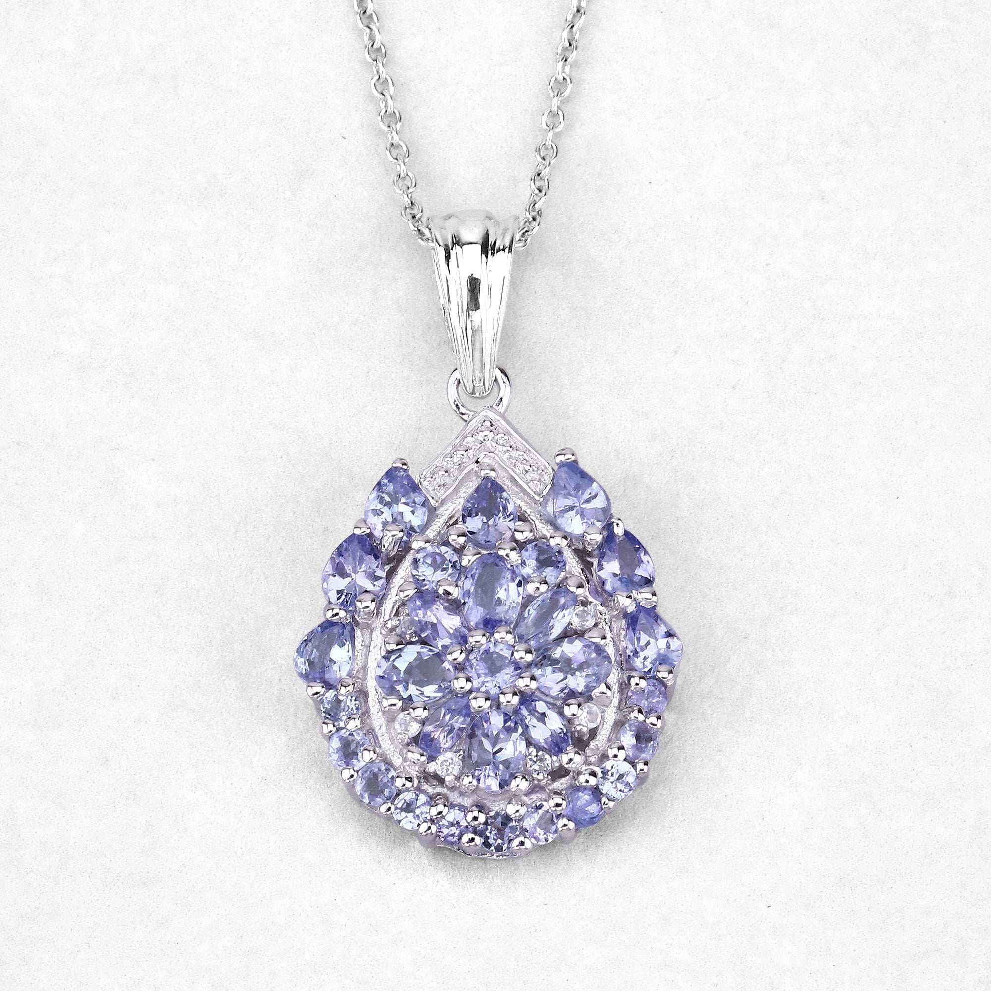 2.64 Carat Genuine Tanzanite and White Topaz .925 Sterling Silver Pendant DestGlow