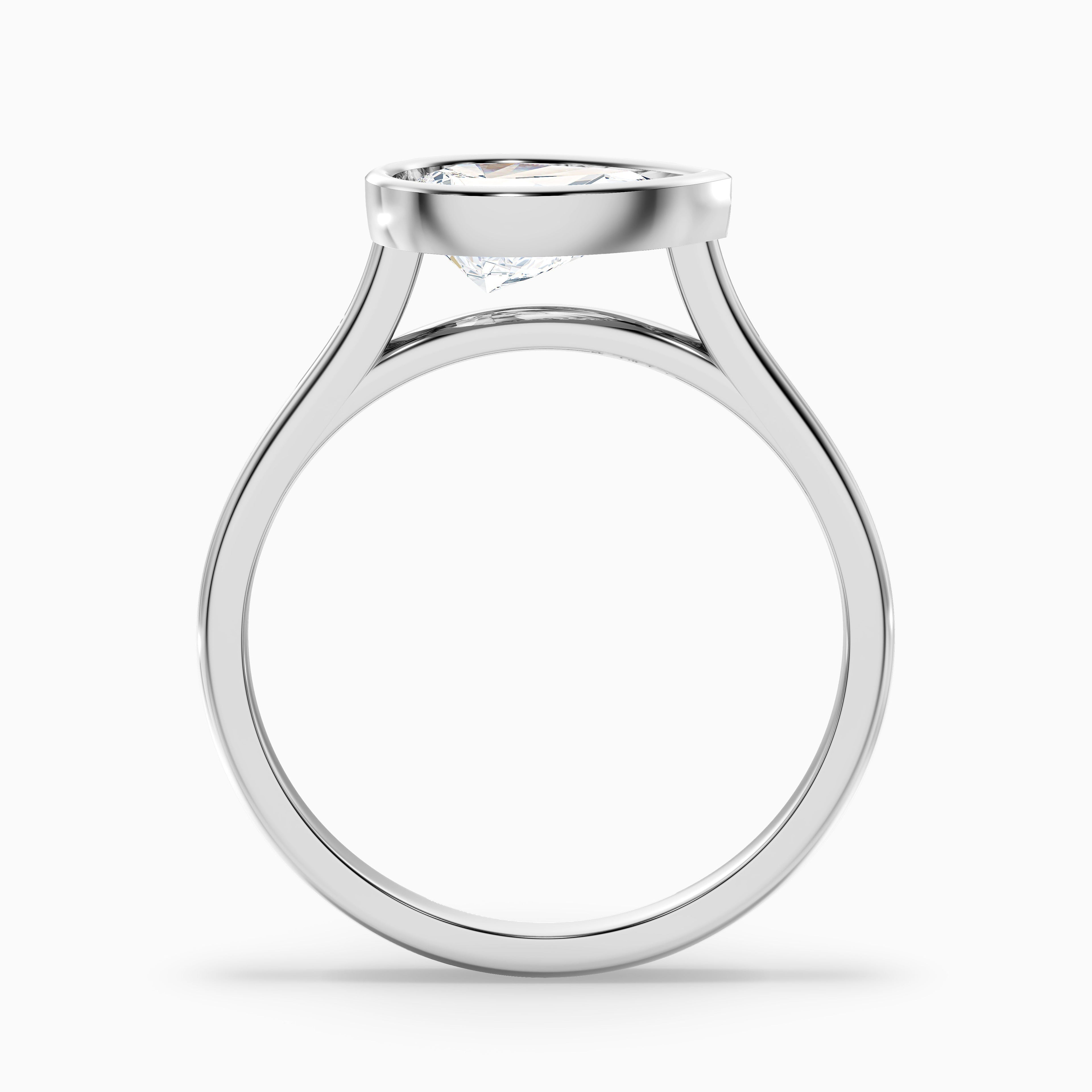 Edie 4.5 Carat Pear Cut East West Bezel Lab Grown Diamond Engagement Ring in 14k Rose Gold