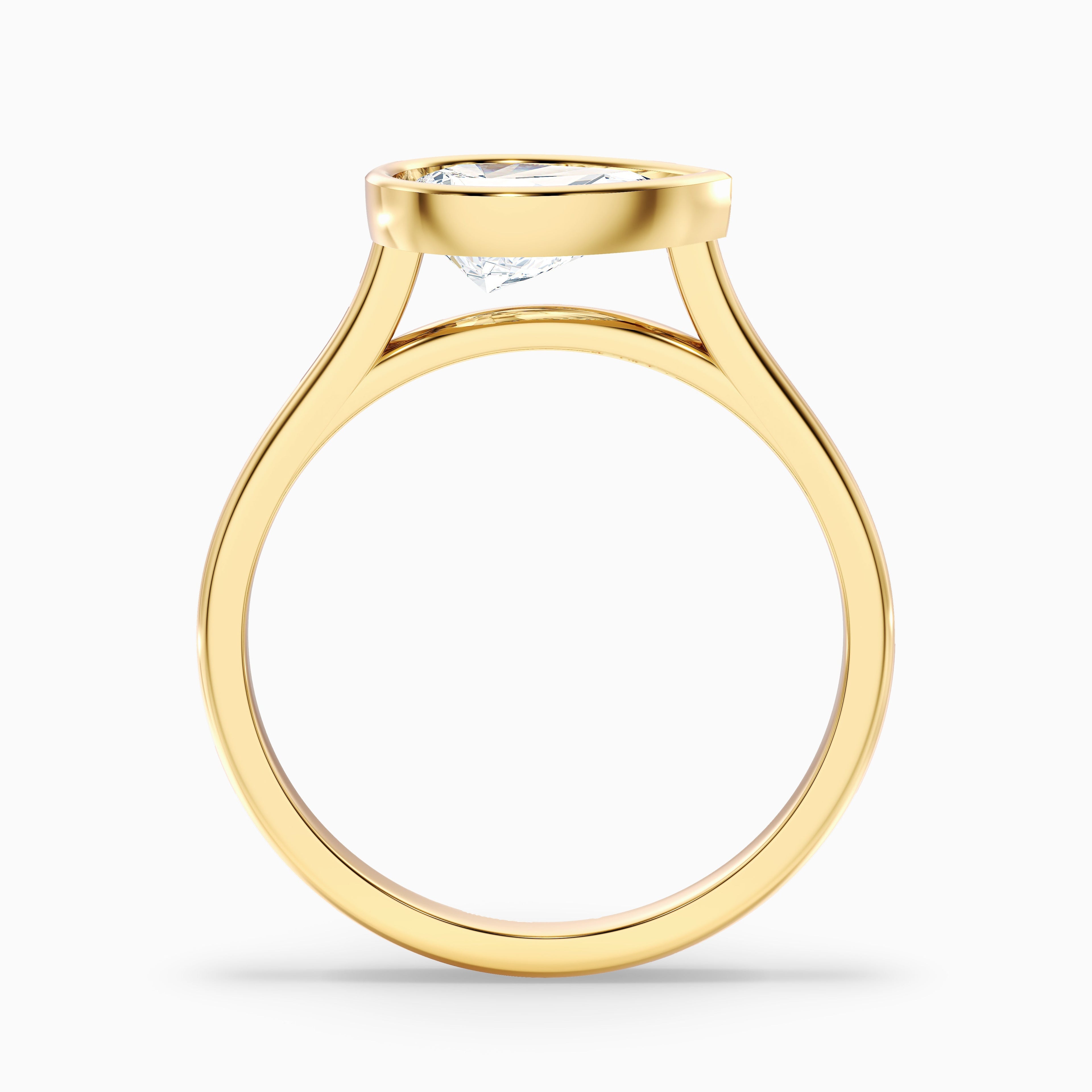 Edie 4 Carat Pear Cut East West Bezel Lab Grown Diamond Engagement Ring in 10k Rose Gold