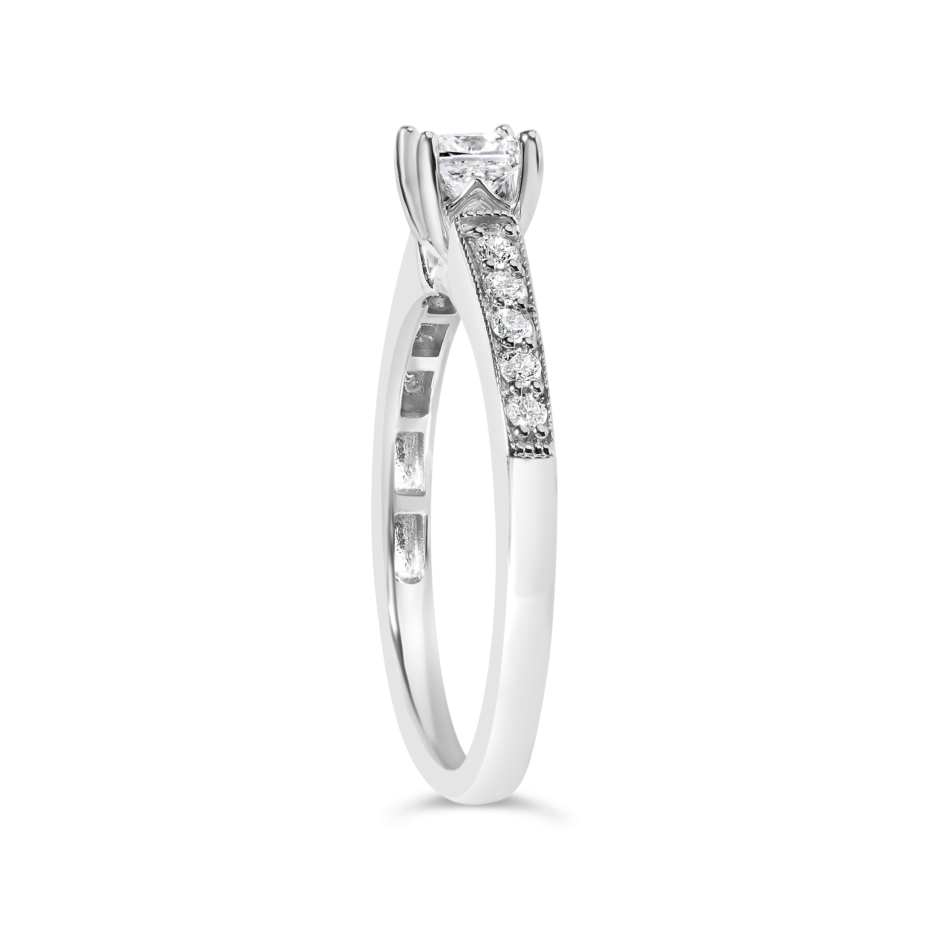 14K White Gold Diamond 1/2 Cttw Princess Cut Diamond Engagement Ring (G-H Color, VS2-SI1 Clarity) - Size 7 by Bids.com