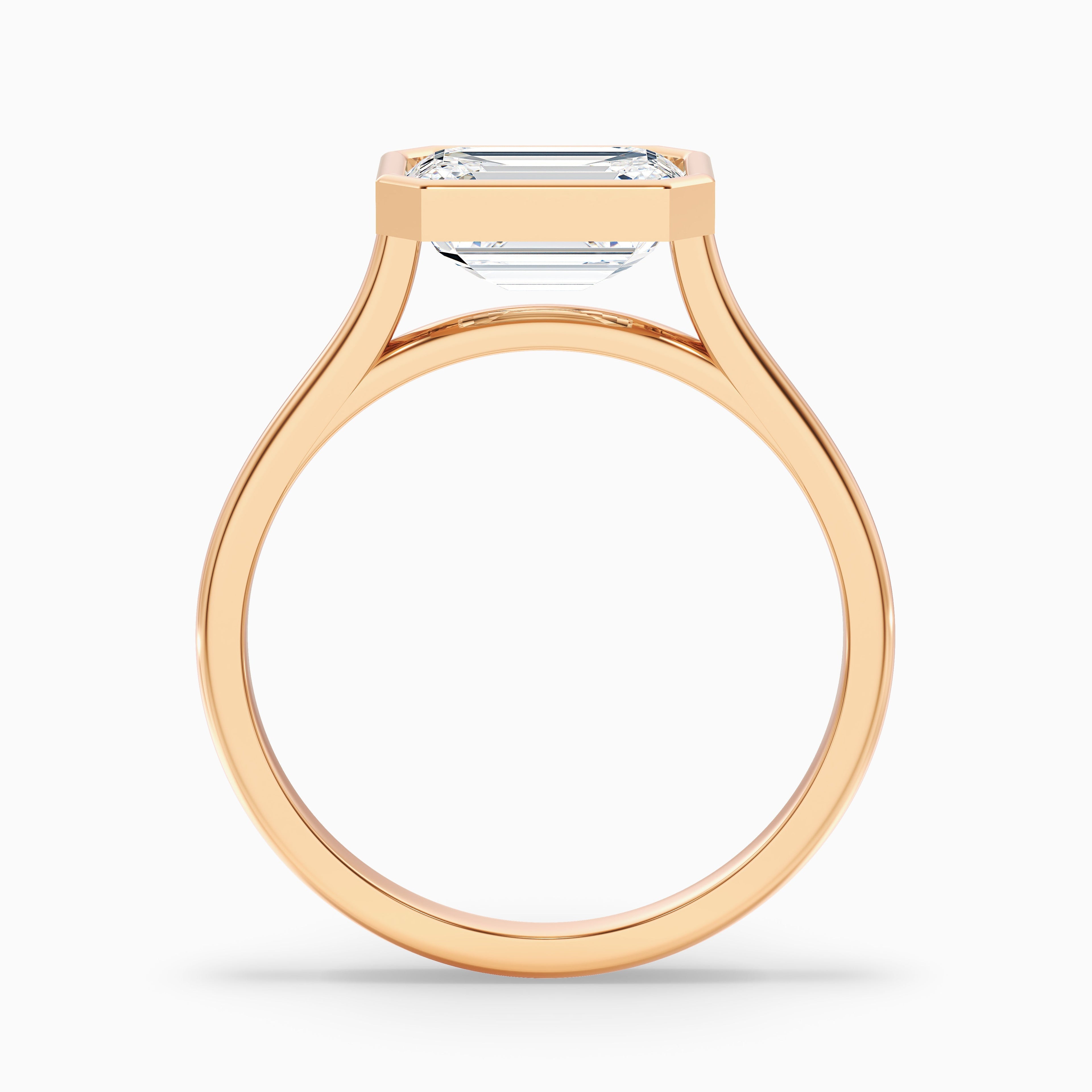 Kelsey 1 Carat Emerald East West Bezel Moissanite Diamond Ring In 10k Yellow Gold