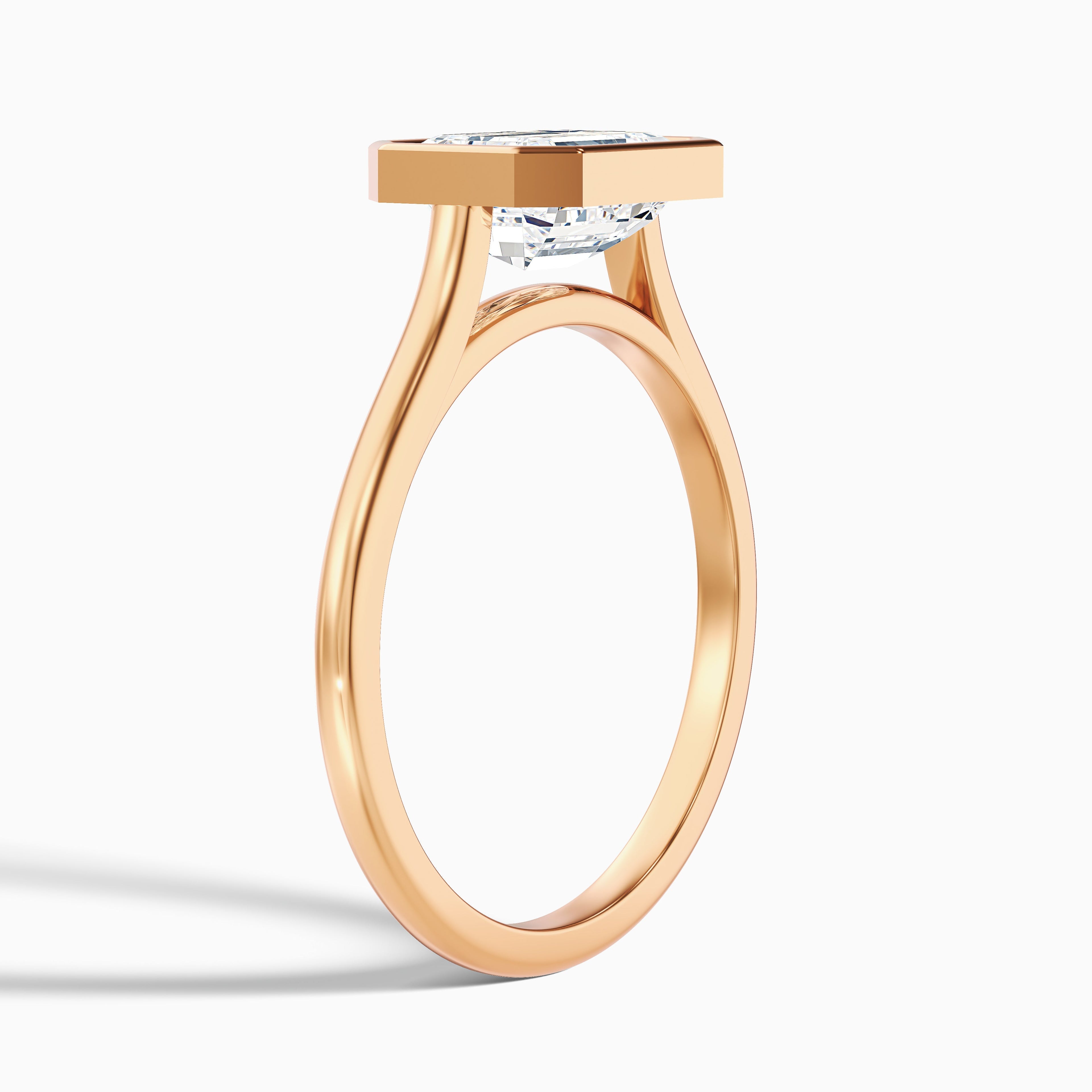 Kelsey 2.5 Carat Emerald East West Bezel Moissanite Diamond Ring In 18k Yellow Gold