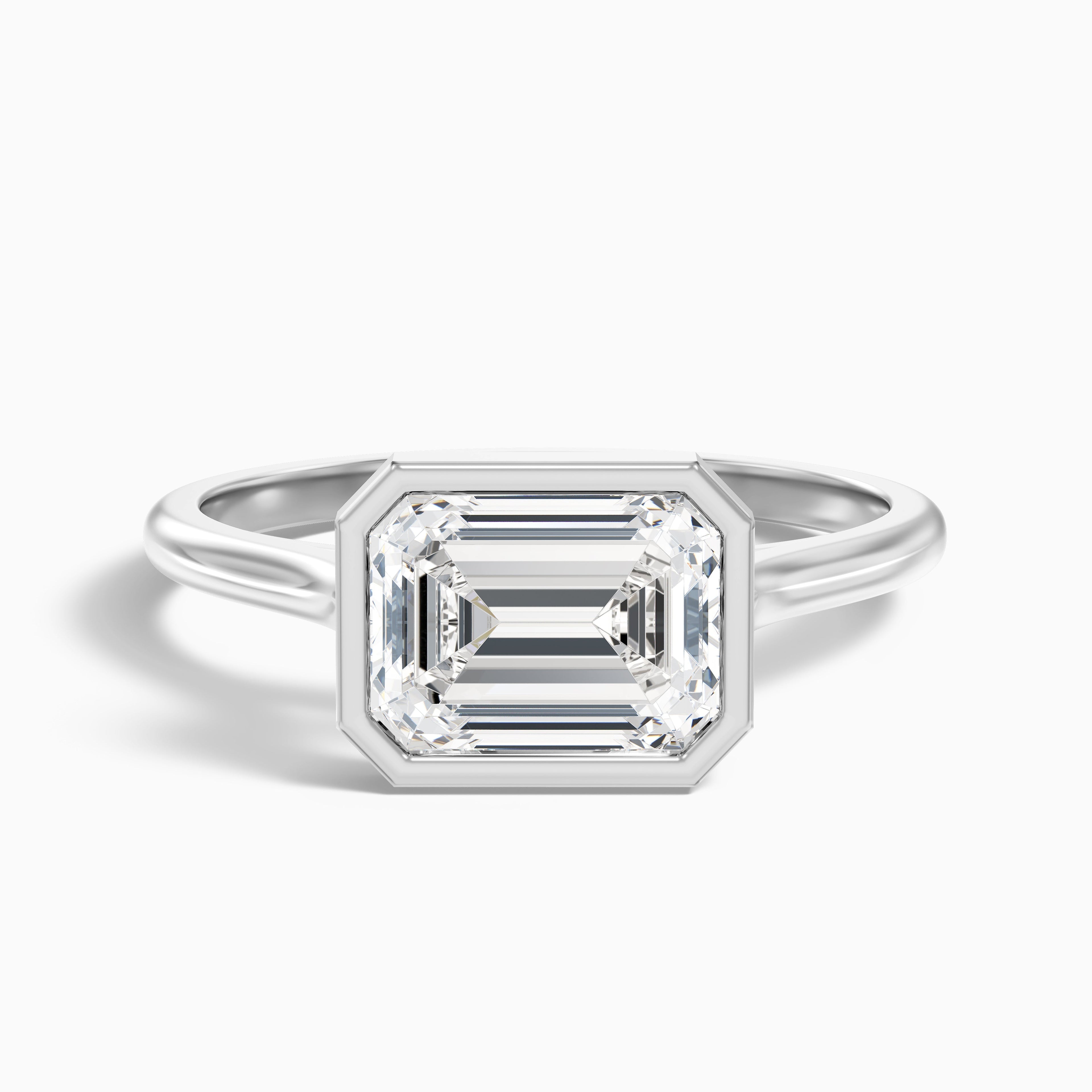 Briana 4.5 Carat Emerald East West Bezel Lab Grown Diamond Ring In 18k Yellow Gold