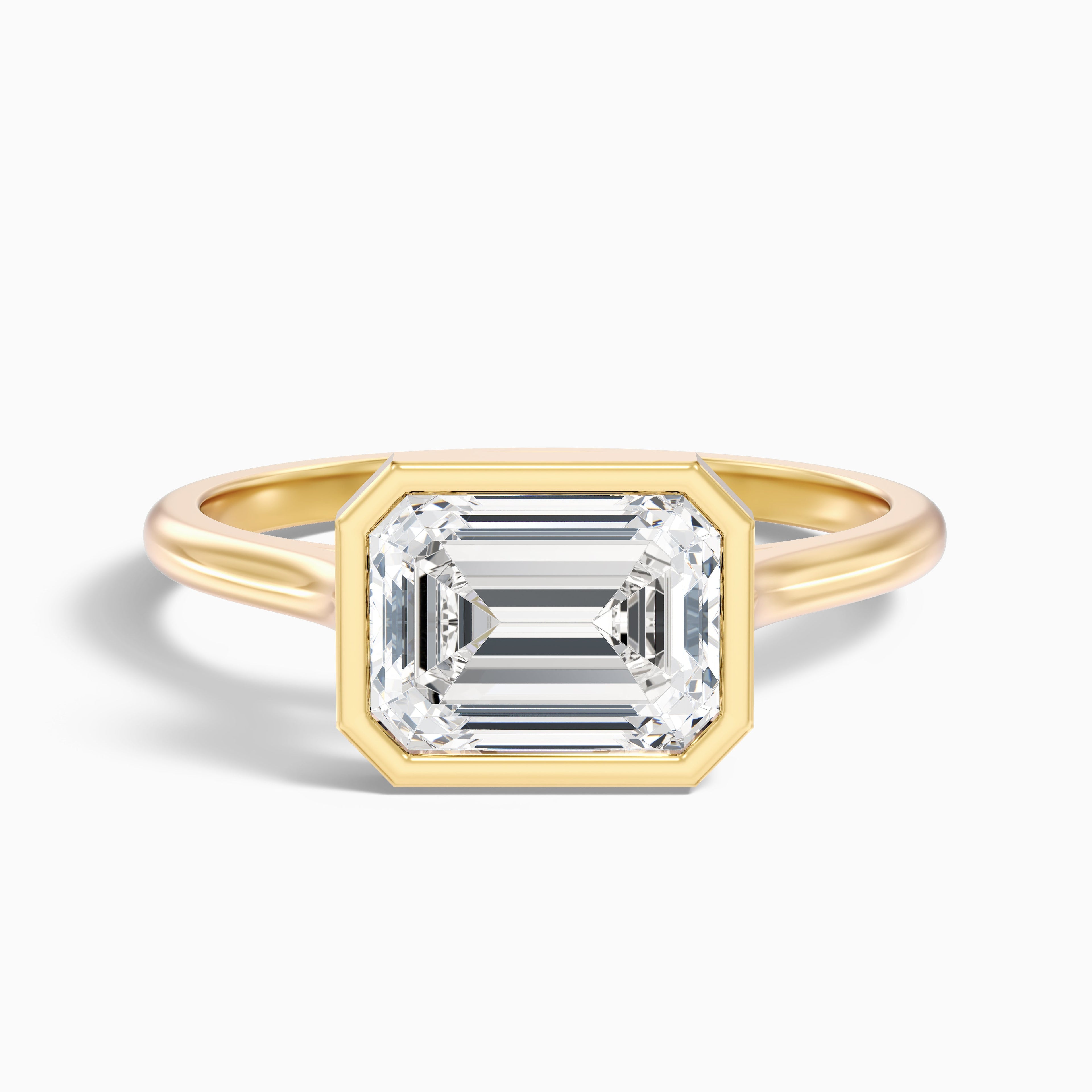 Kelsey 3.5 Carat Emerald East West Bezel Moissanite Diamond Ring In 14k White Gold